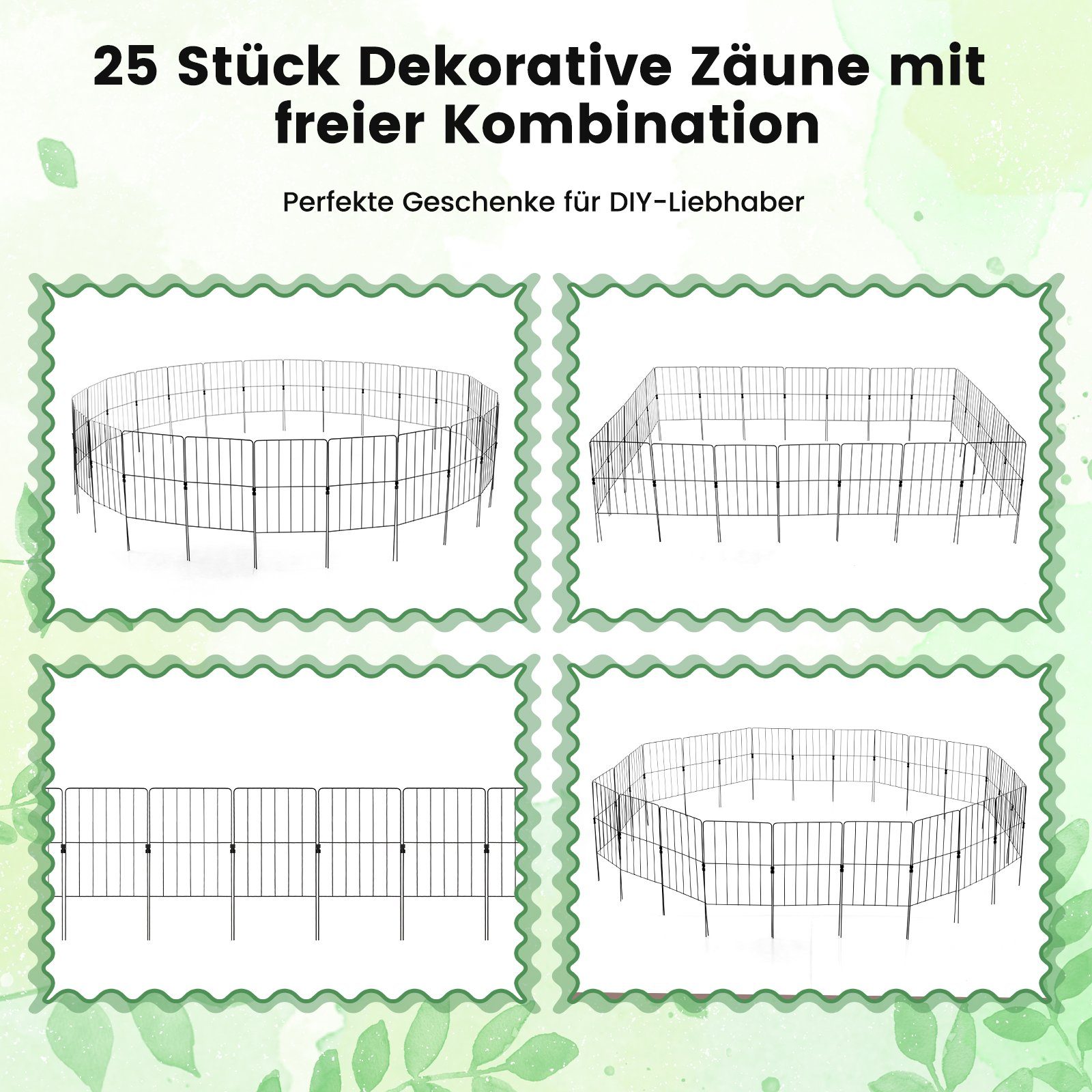 COSTWAY Gartenzaun, 25 St. Beetzaun, Absperrzaun, günstig online kaufen