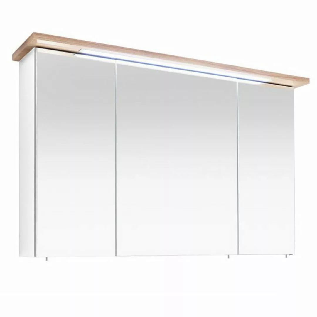 Lomadox Badezimmer Spiegelschrank 3-türig MALANJE-66  in weiß Glanz / Rivie günstig online kaufen