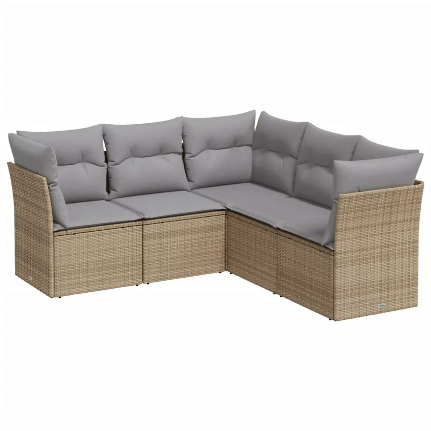 vidaXL 5-tlg Garten-Sofagarnitur mit Kissen Beige Poly Rattan Modell 19 günstig online kaufen