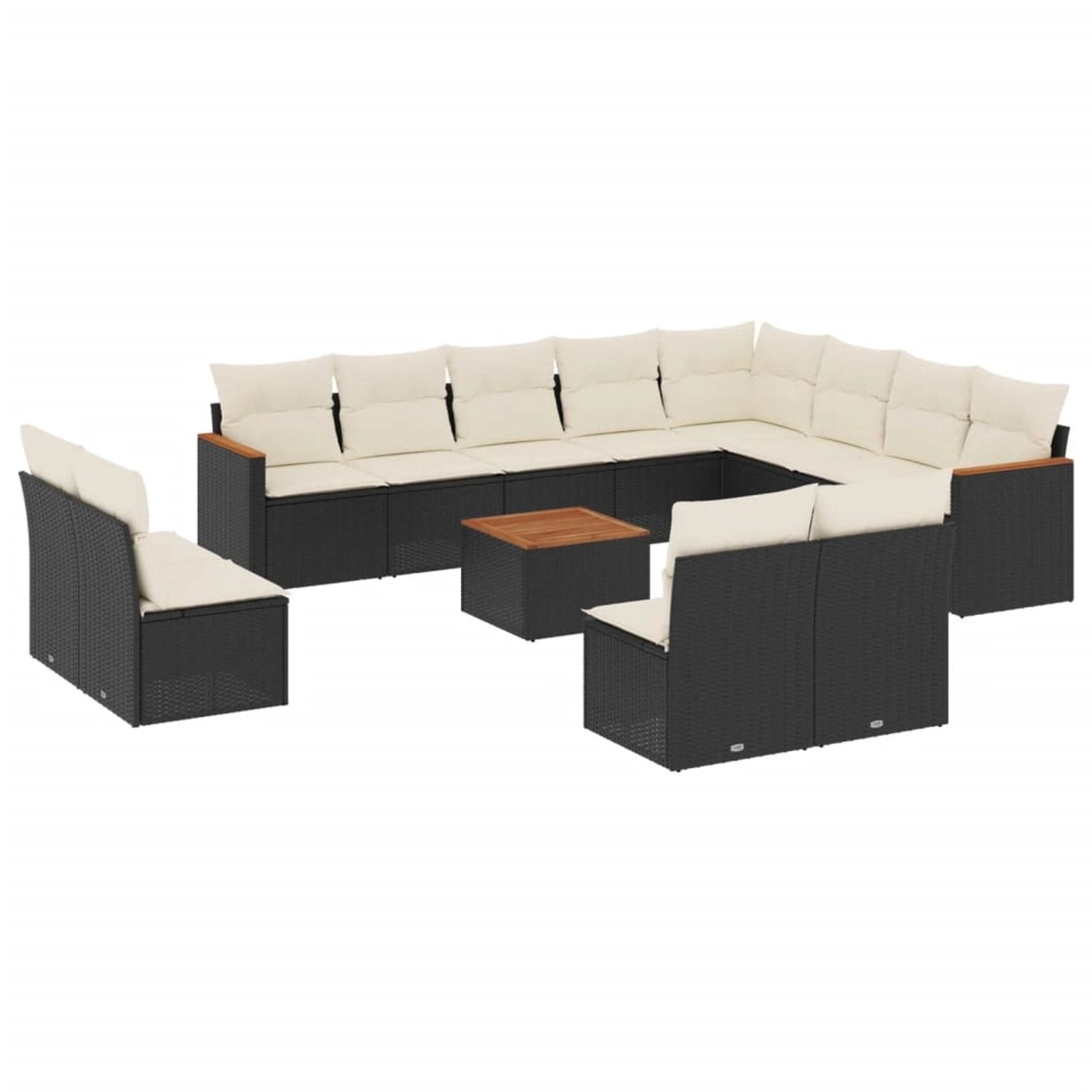 vidaXL 13-Tlg Garten-Sofagarnitur mit Kissen Schwarz Poly Rattan 3258878 günstig online kaufen