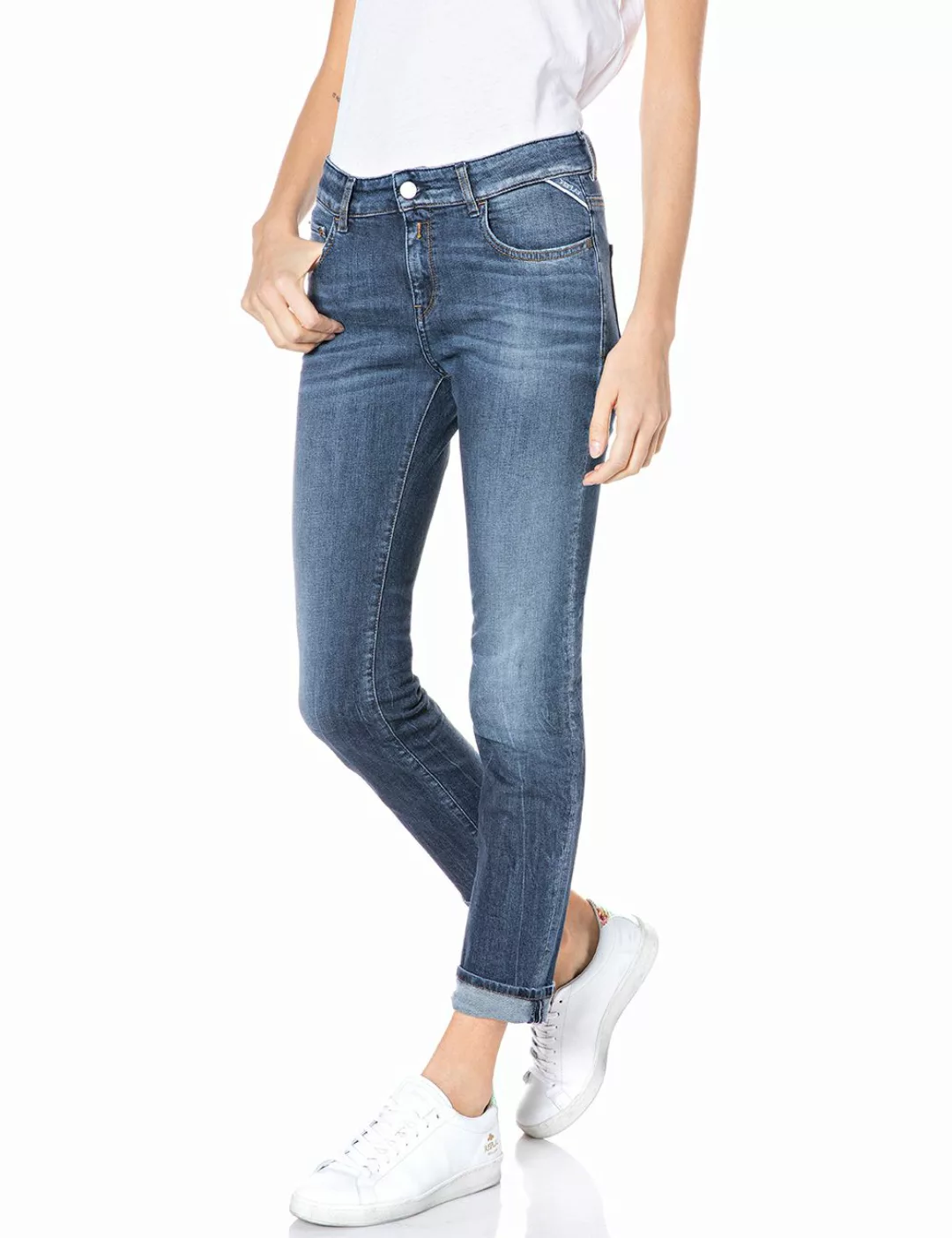 Replay Damen Jeans FAABY - Slim Fit - Blau - Mid Blue günstig online kaufen