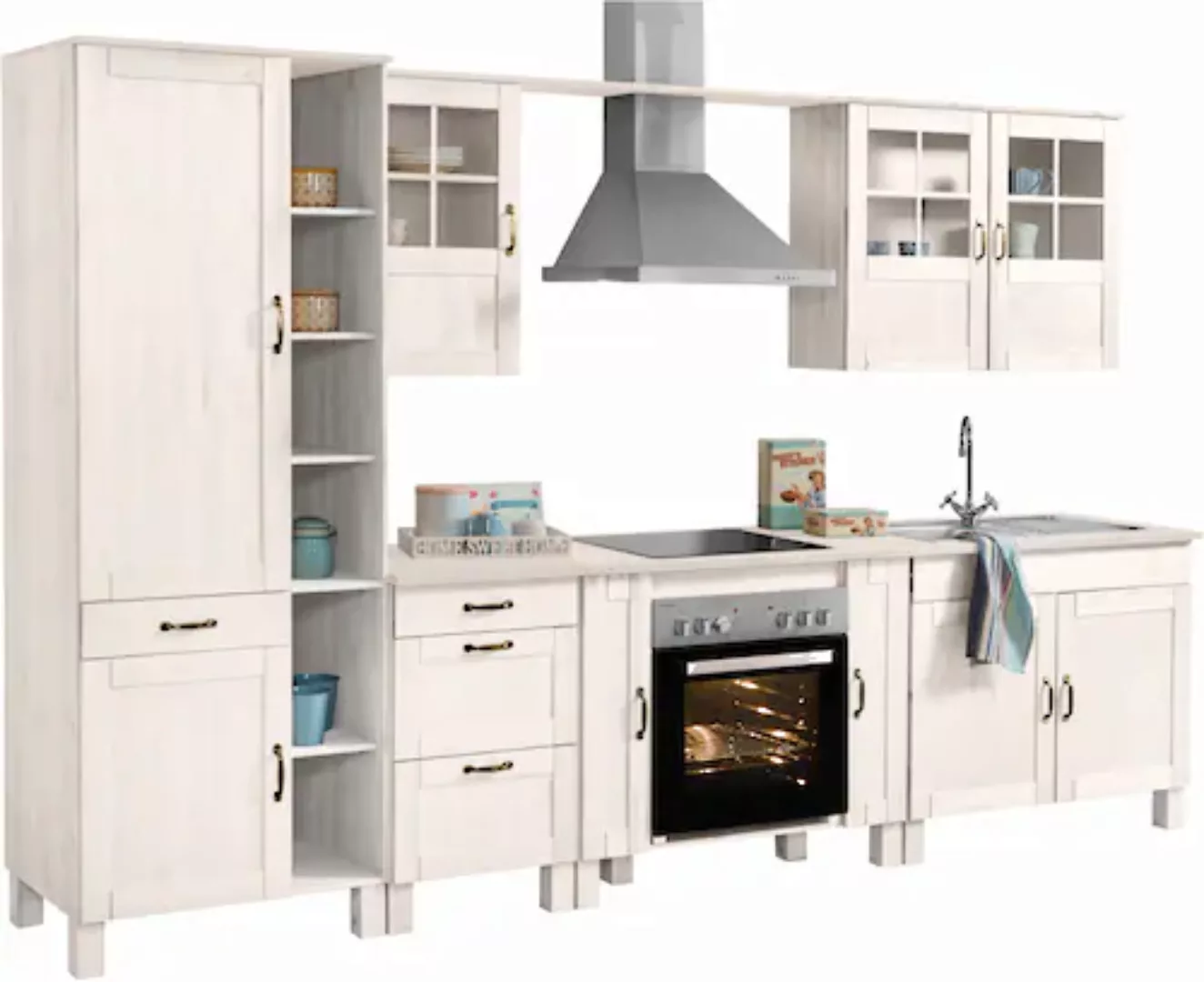 Home affaire Küchenzeile "Alby", Breite 325 cm, aus Kiefer massiv, ohne E-G günstig online kaufen