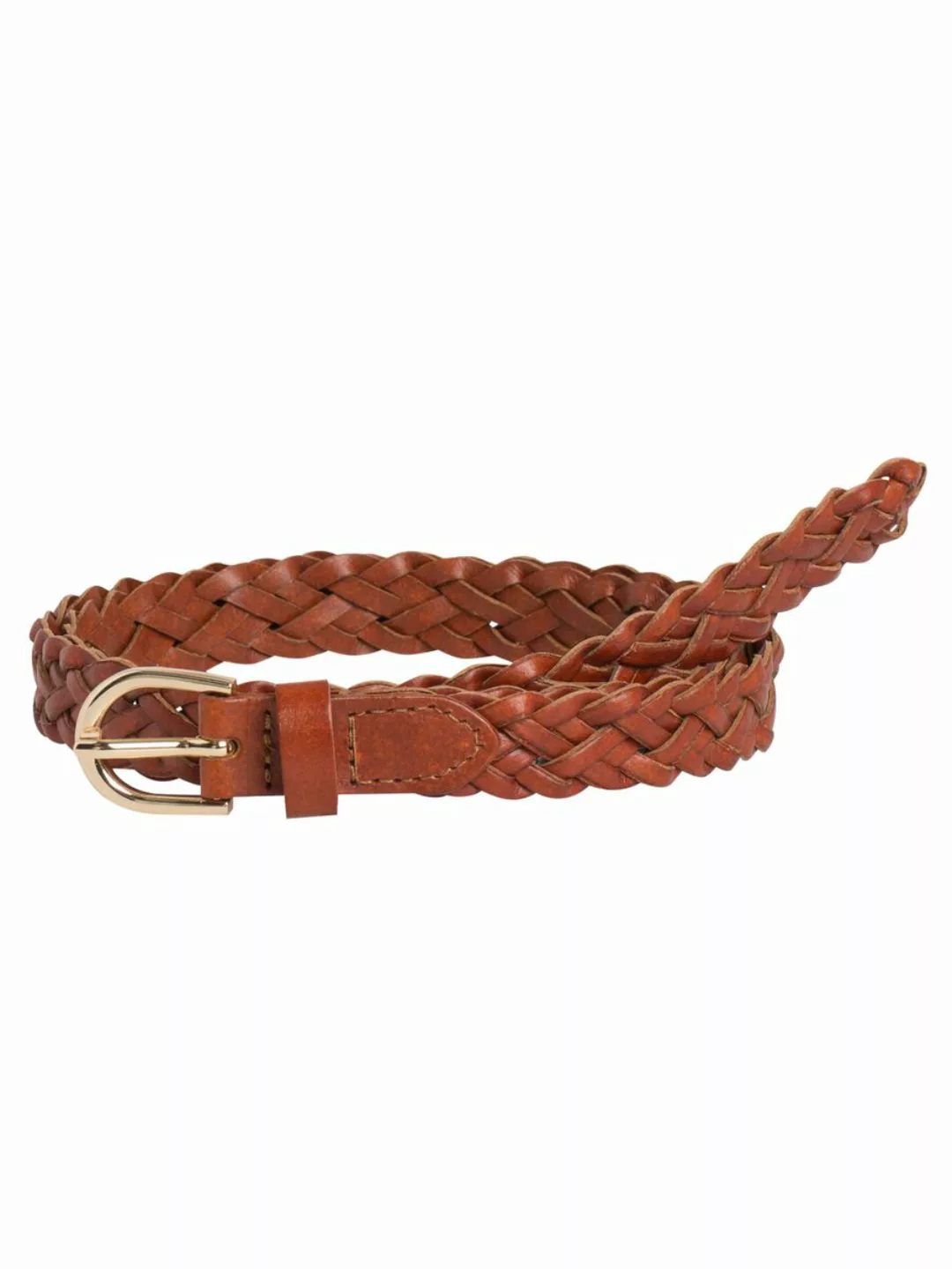 Pieces Avery Leather Braided Slim Gürtel 80 cm Cognac günstig online kaufen