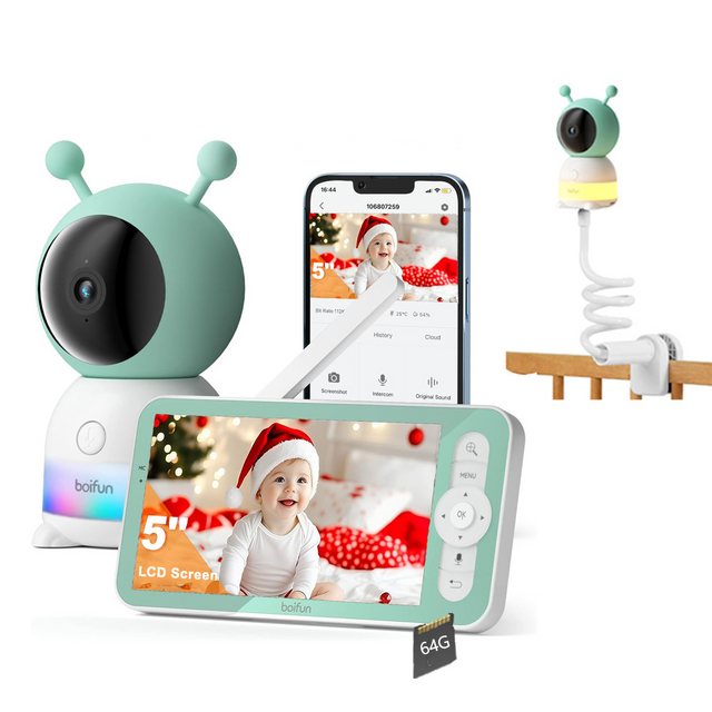 Boifun Video-Babyphone 2K 3MP/5 Zoll WLAN Video Babyfone Babyphone mit Kame günstig online kaufen