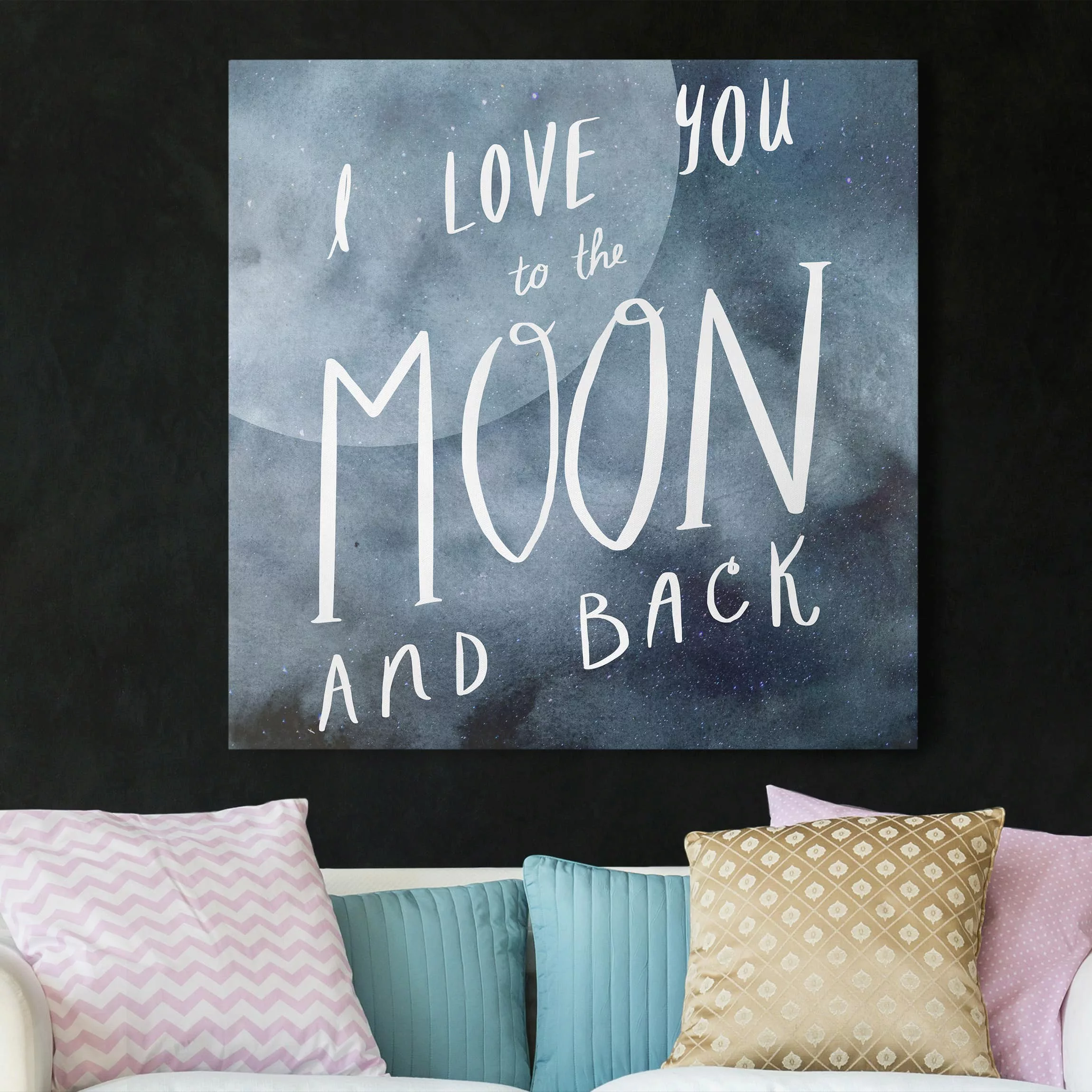 Leinwandbild Spruch - Quadrat Himmlische Liebe - Mond günstig online kaufen