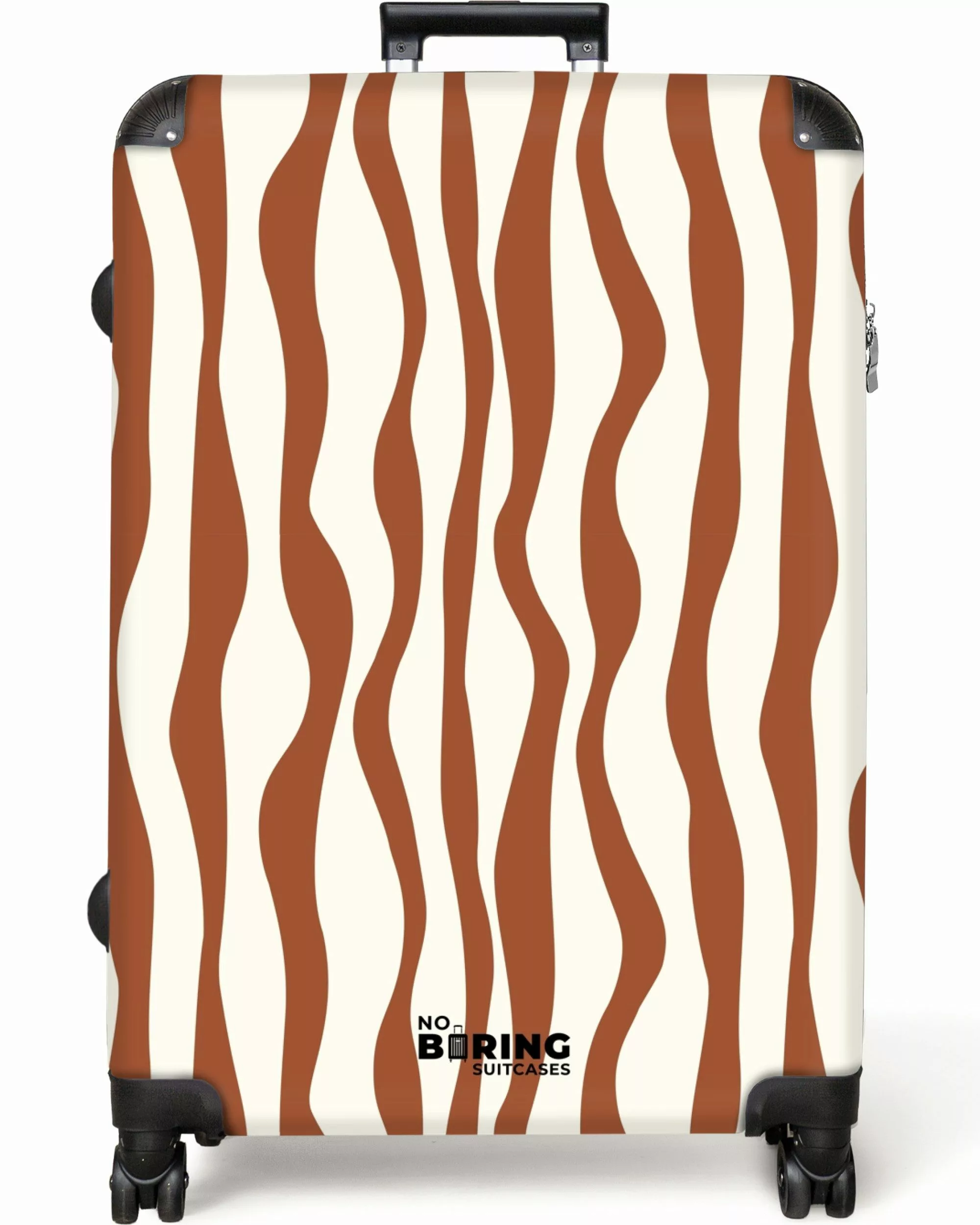 NoBoringSuitcases.com© Hartschalen-Trolley Braun mit weißen Wellenlinien günstig online kaufen