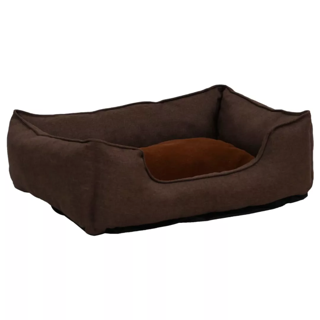 Hundebett Braun 85,5x70x23 Cm Fleece Leinenoptik günstig online kaufen