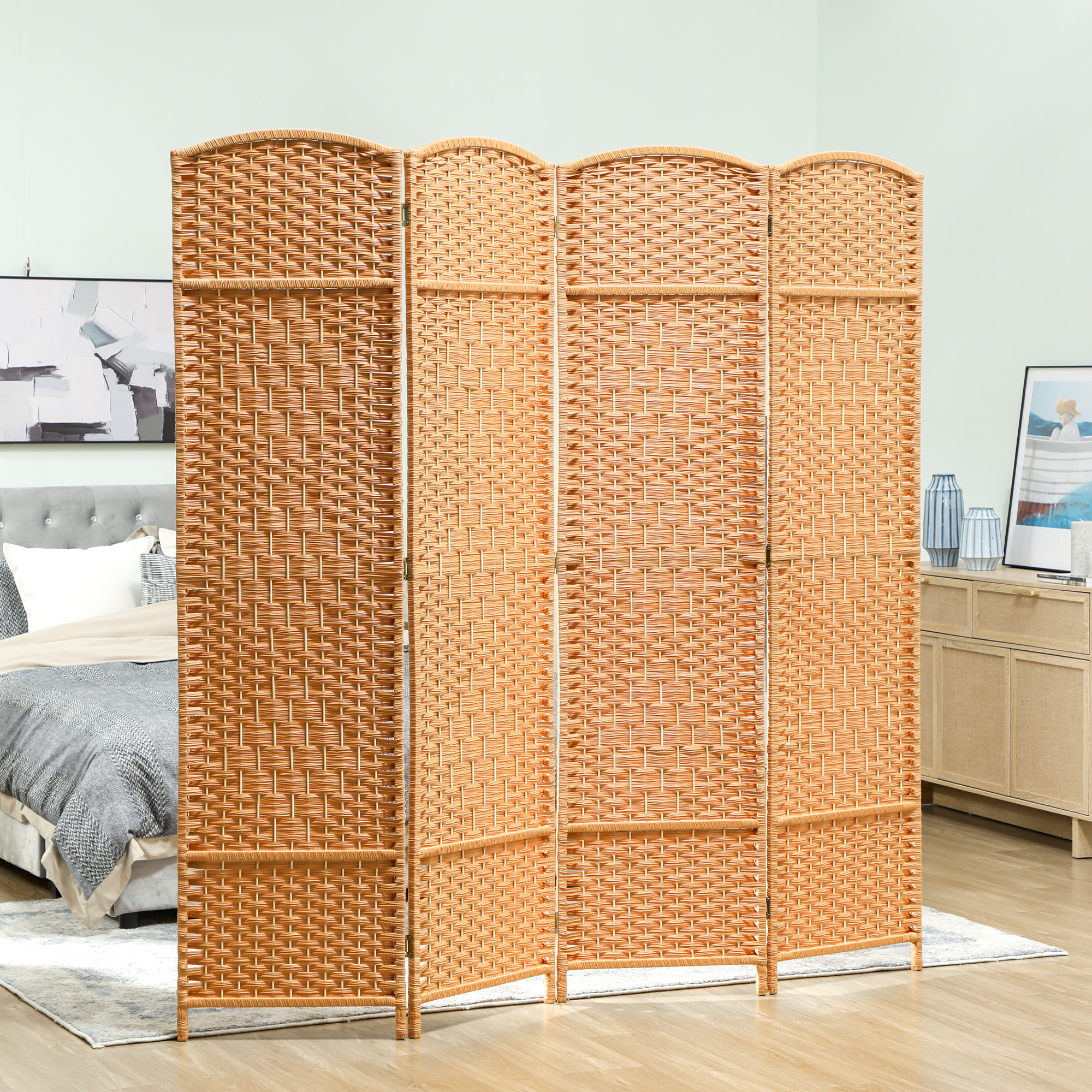 HOMCOM Innenraum-Paravent aus Holz, 4 Paneele, 180 x 180 cm, faltbarer Raum günstig online kaufen