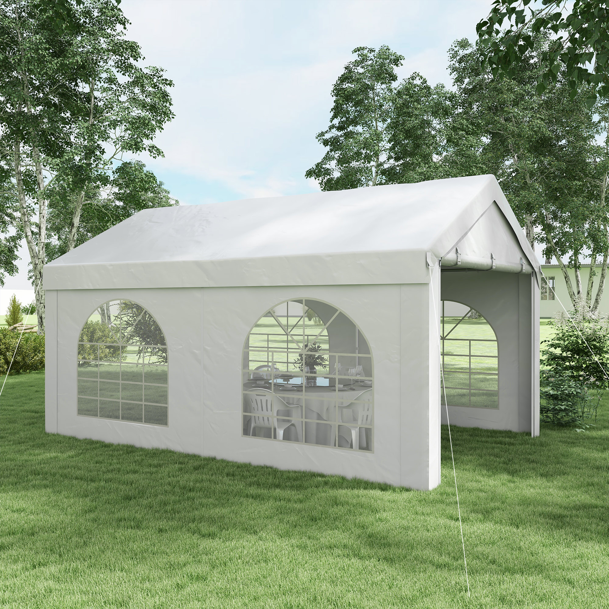 Outsunny Empfangszelt, Pavillon, Zeltbarnum 5 x 3 m mit 4 großen Fenstern 2 günstig online kaufen