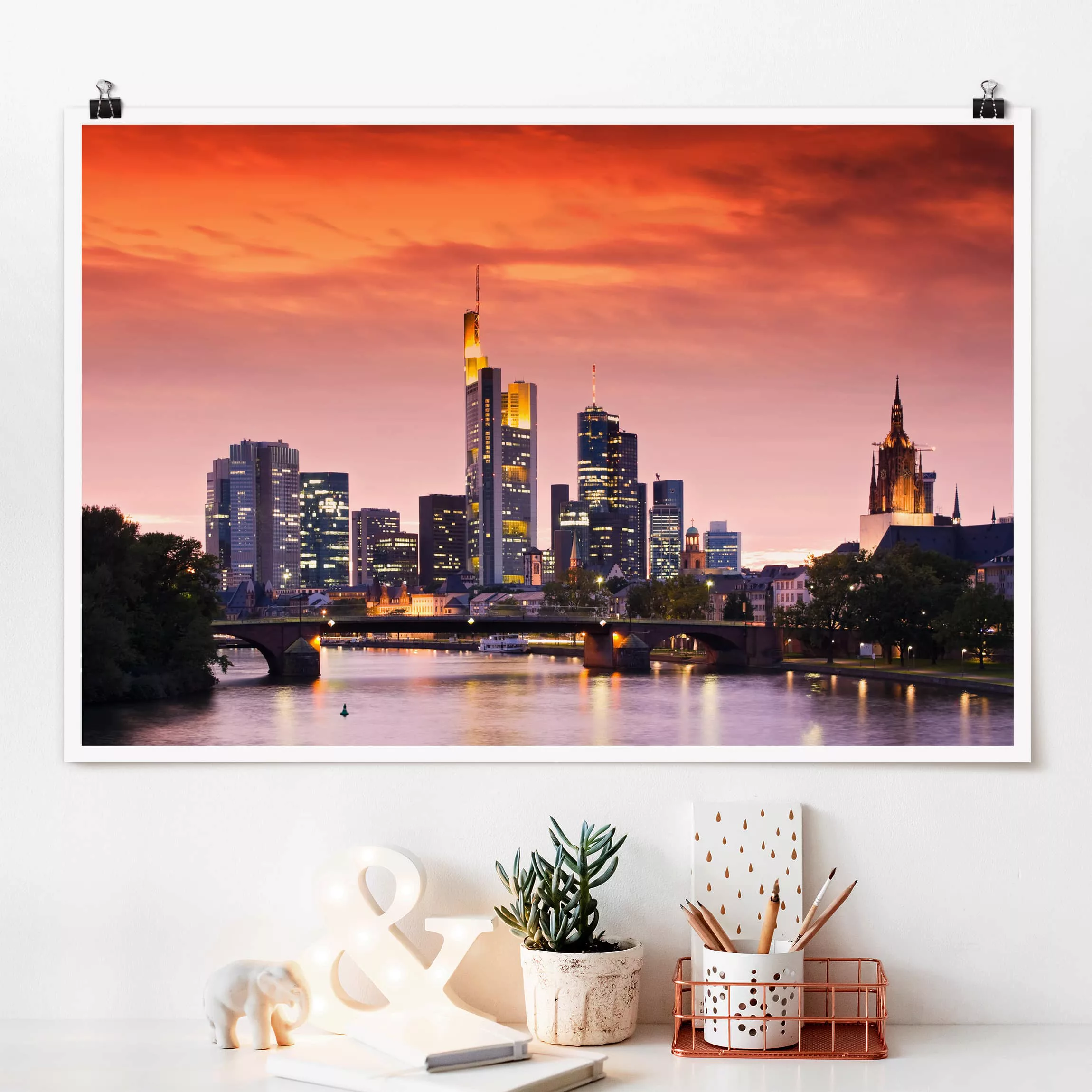 Poster Architektur & Skyline - Querformat Frankfurt Skyline günstig online kaufen