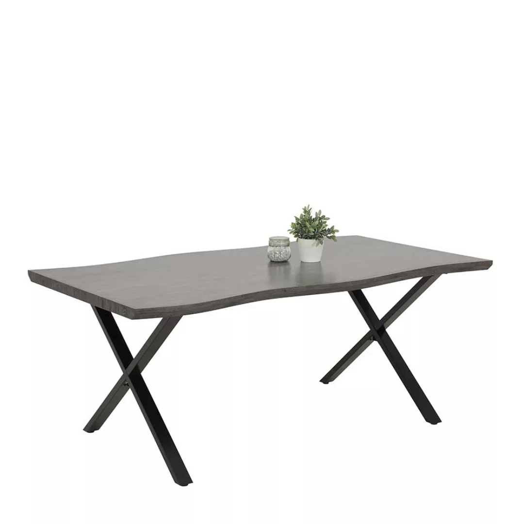 Tisch mit Baumkante NB in Eiche Grau Holzoptik Schwarz günstig online kaufen