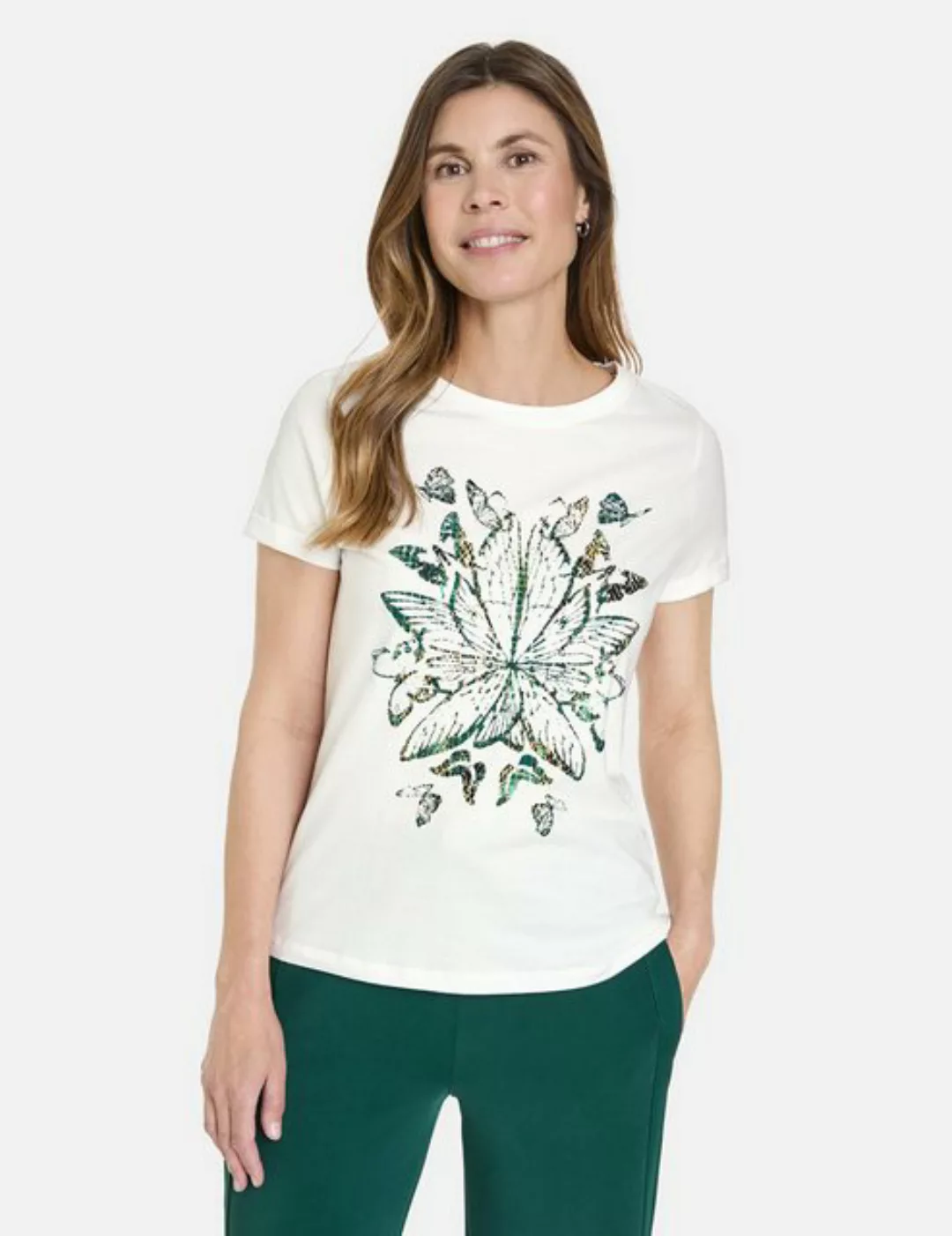 GERRY WEBER Kurzarmshirt T-Shirt aus Baumwolle mit Frontprint günstig online kaufen