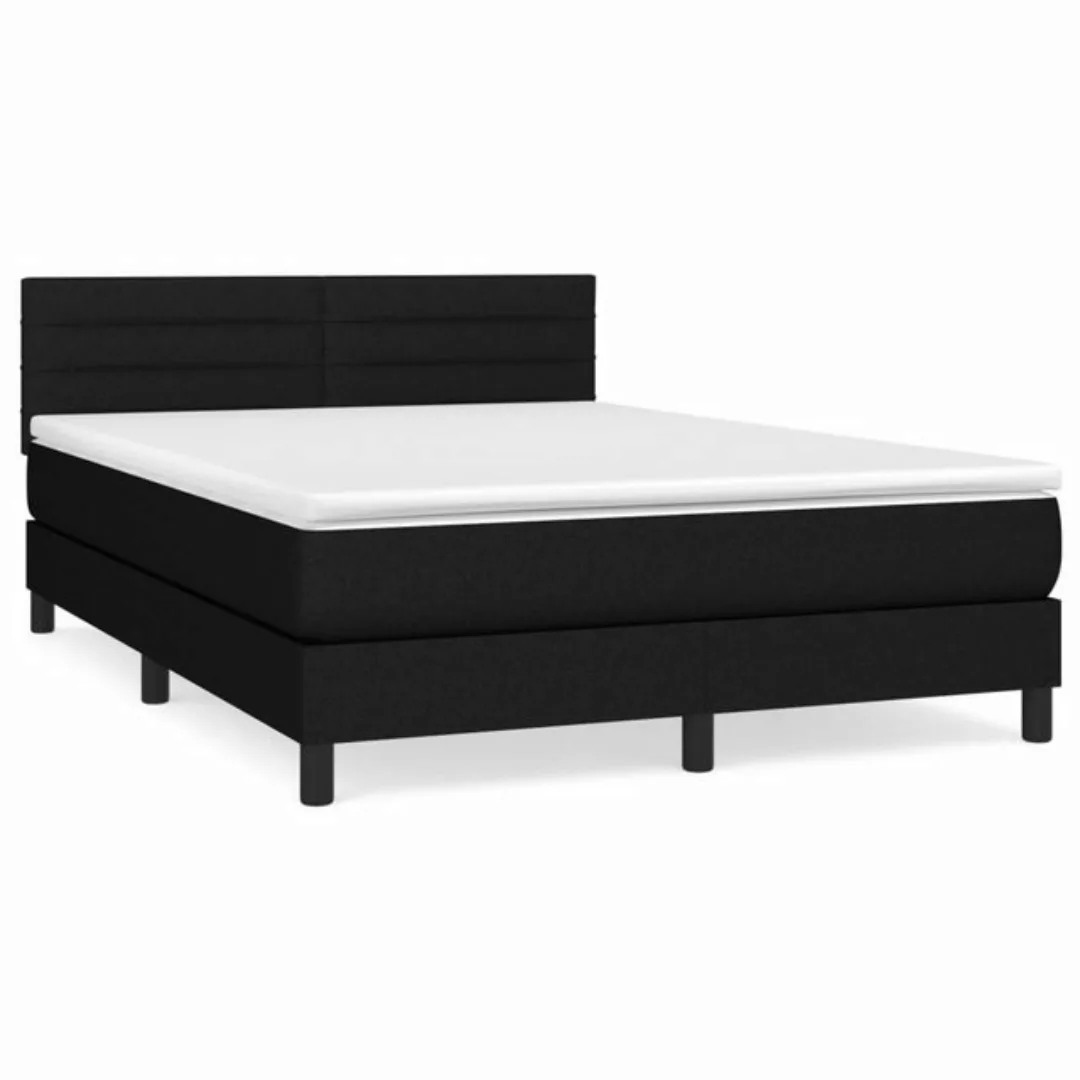 furnicato Bett Boxspringbett mit Matratze Schwarz 140x190 cm Stoff günstig online kaufen