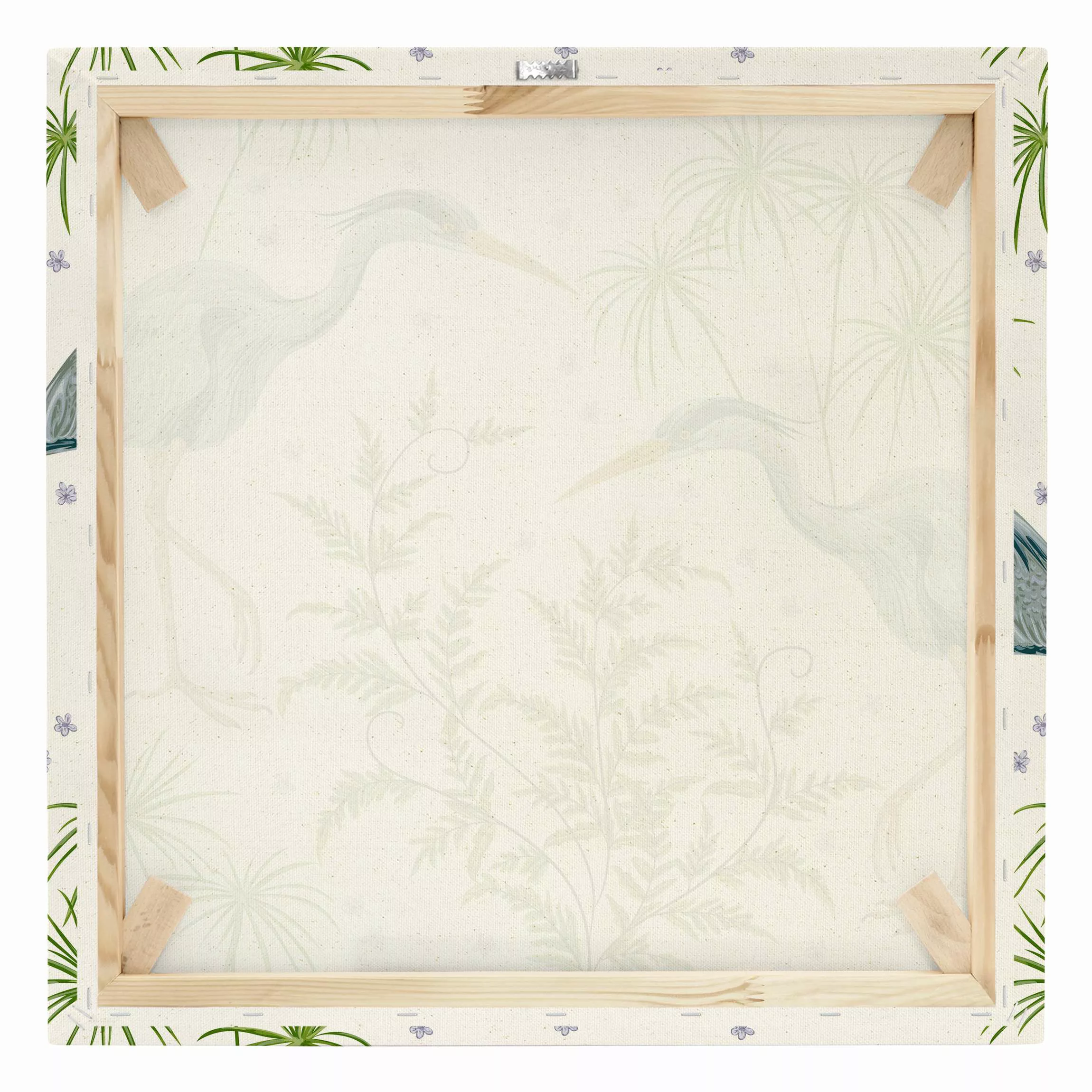 Leinwandbild auf Canvas Natural Chinoiserie Graureiher zwischen Gräsern günstig online kaufen