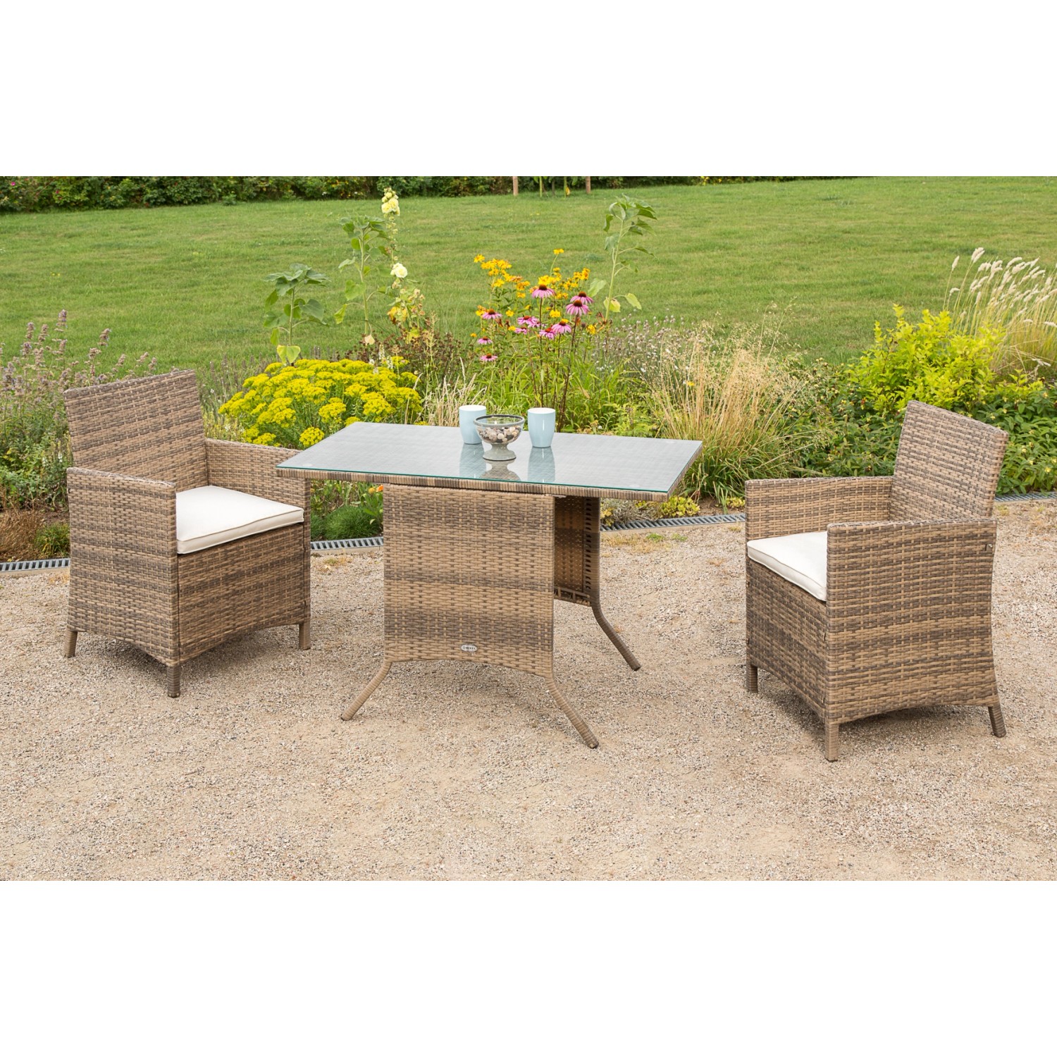 Merxx Treviso Gartenmöbel-Set 5-tlg. 2 Sessel inkl. Kissen Gartentisch 115x günstig online kaufen
