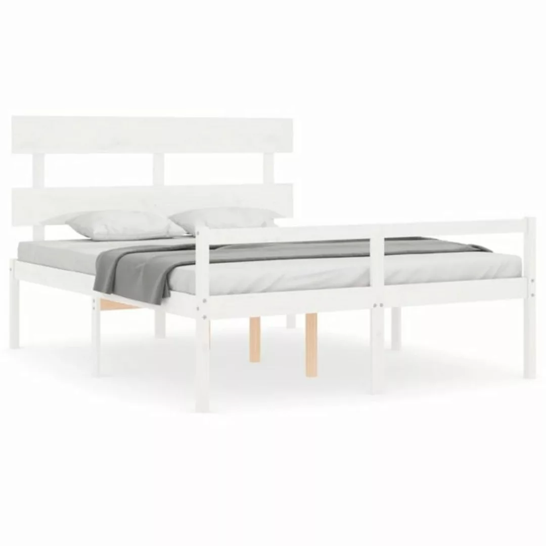 furnicato Bett Seniorenbett mit Kopfteil 160x200 cm Weiß Massivholz (1-tlg) günstig online kaufen