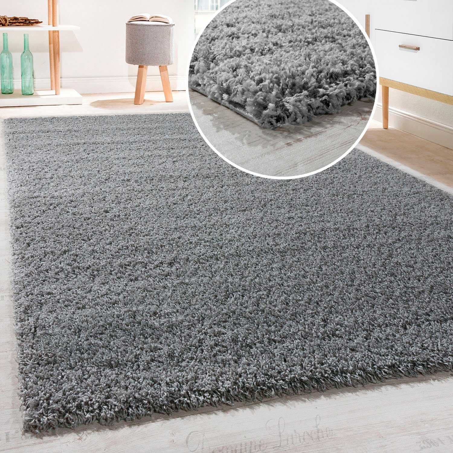 Paco Home Hochflor-Teppich »Sky 250«, rechteckig, 34 mm Höhe, gewebt, Uni-F günstig online kaufen