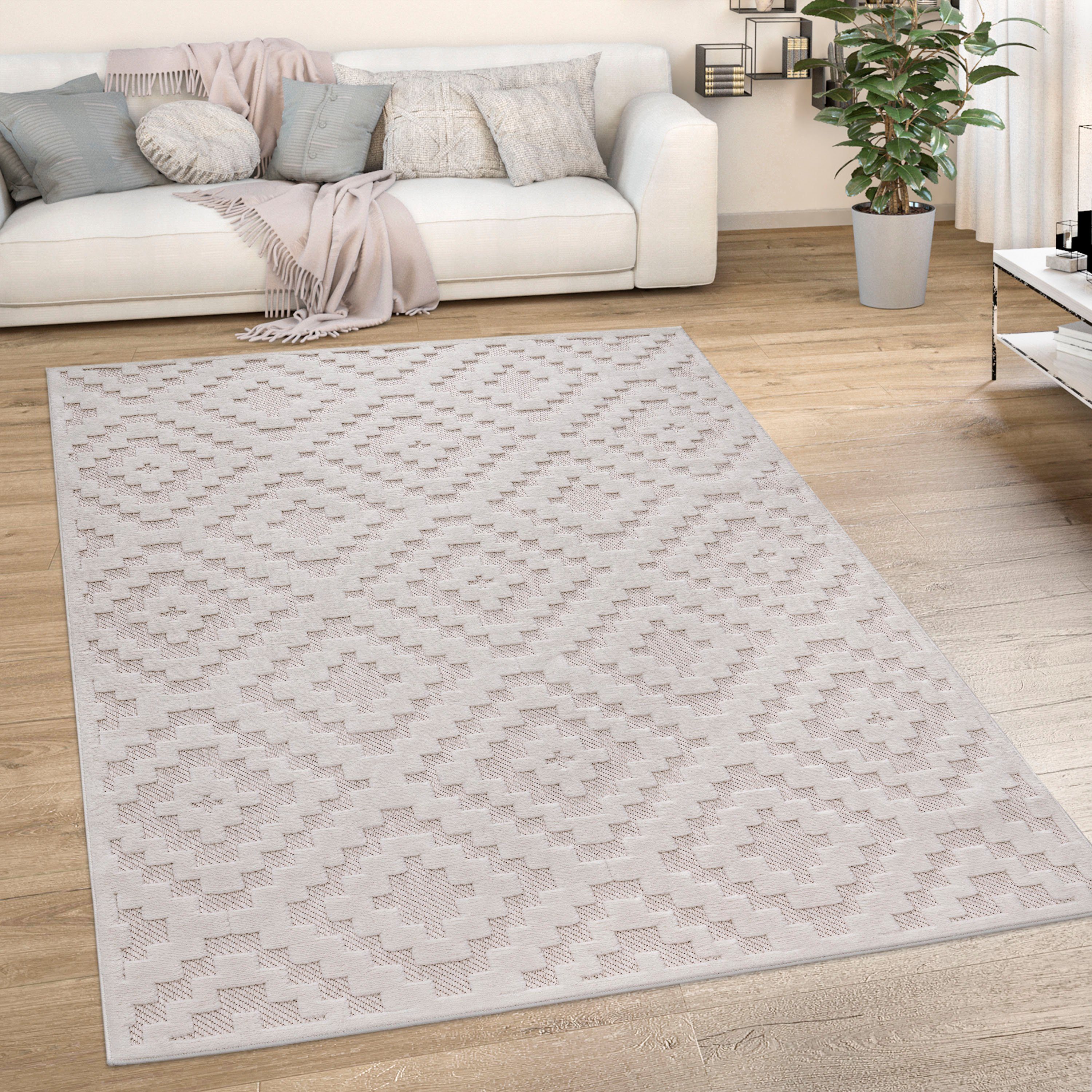 Paco Home Teppich »Livorno 672«, rechteckig, 14 mm Höhe, Uni-Farben, Scandi günstig online kaufen