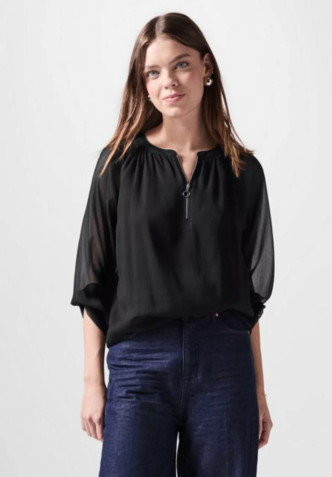 STREET ONE STUDIO Chiffonbluse, mit Rundhalsausschnitt günstig online kaufen