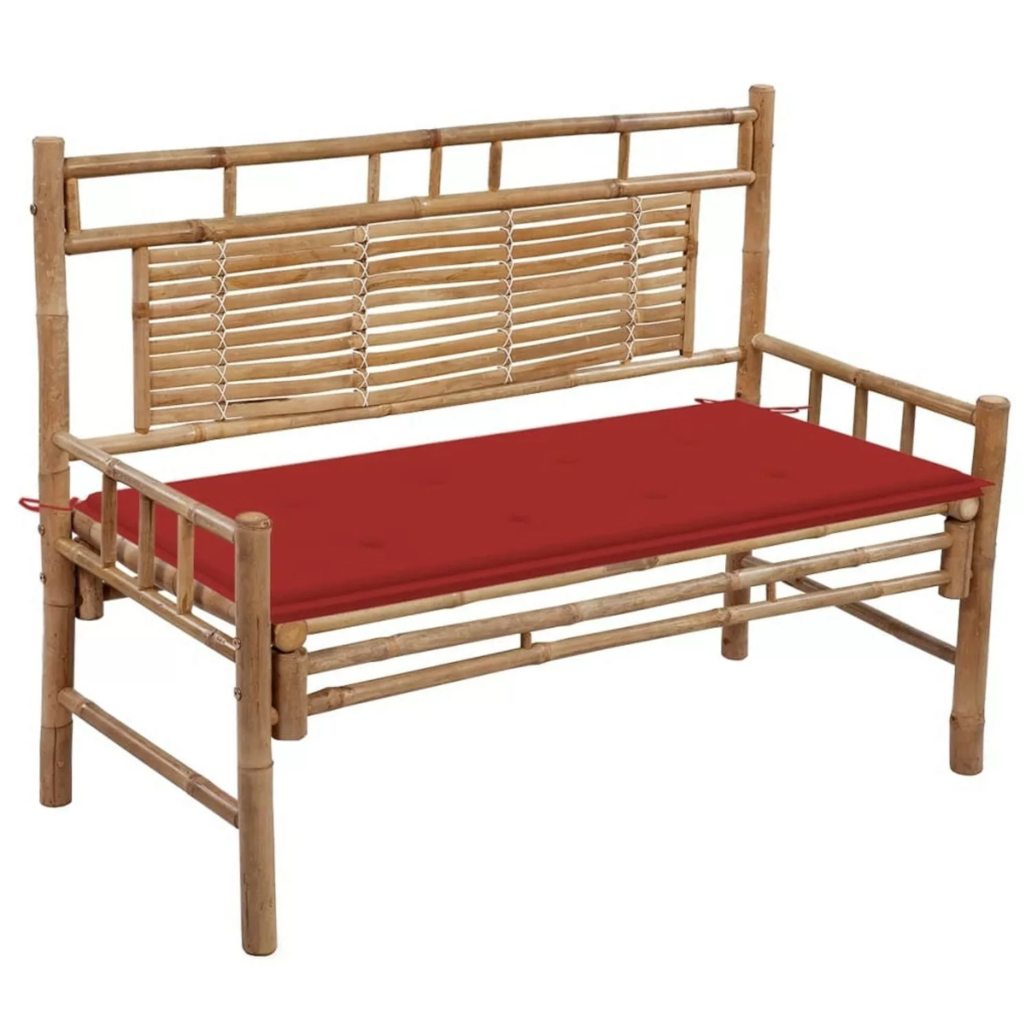 furnicato Gartenbank mit Auflage 120 cm Bambus günstig online kaufen