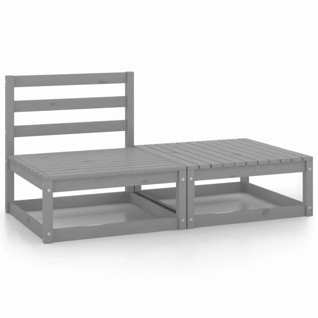 2-tlg. Garten-lounge-set Grau Kiefer Massivholz günstig online kaufen