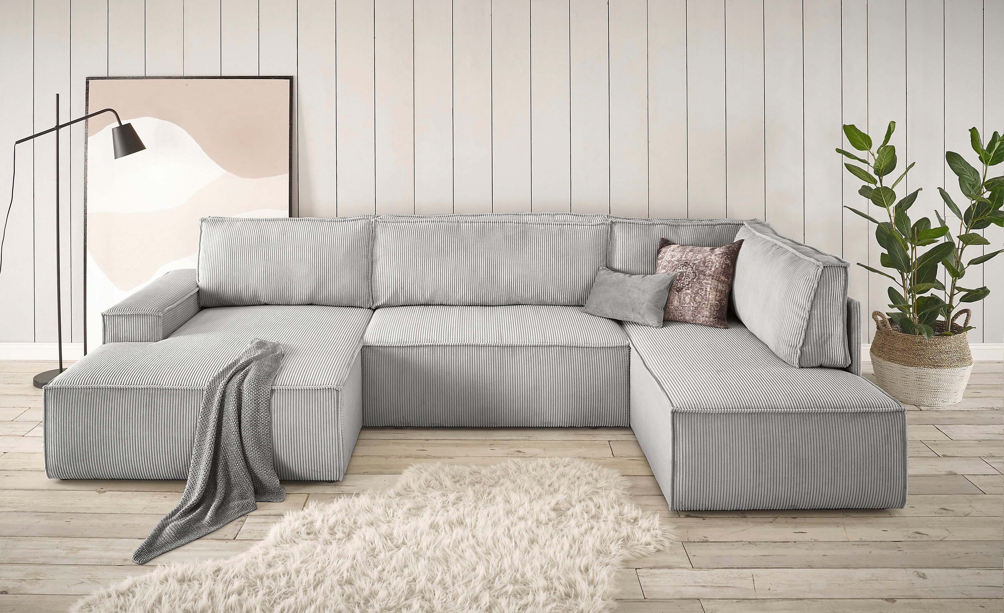 Home affaire Wohnlandschaft "SHERWOOD 329 cm, U-Form, Schlafsofa,", Schlaff günstig online kaufen