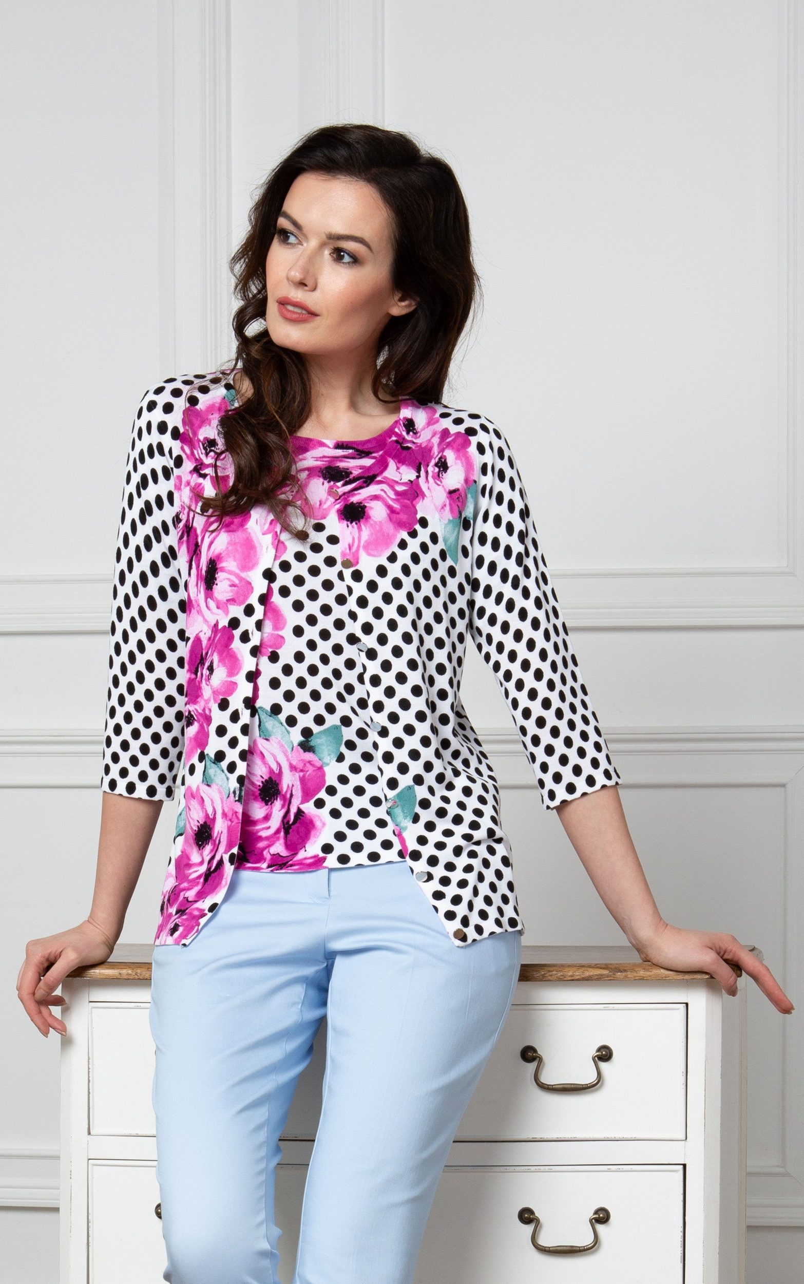 Passioni 2-in-1-Strickjacke Twinset mit Punkten und günstig online kaufen