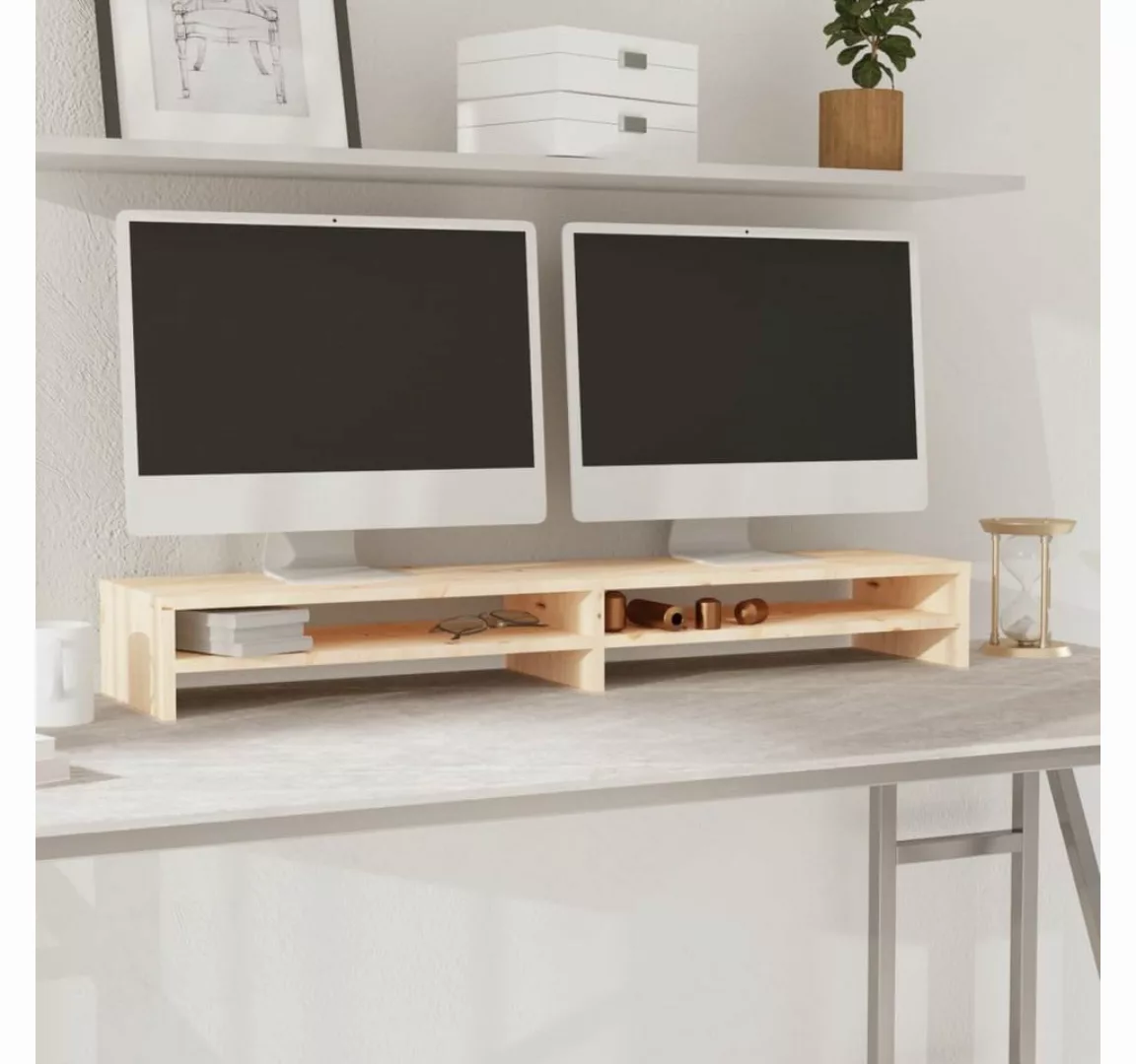 vidaXL TV-Schrank Monitorständer 100x24x13 cm Massivholz Kiefer TV-Konsole günstig online kaufen