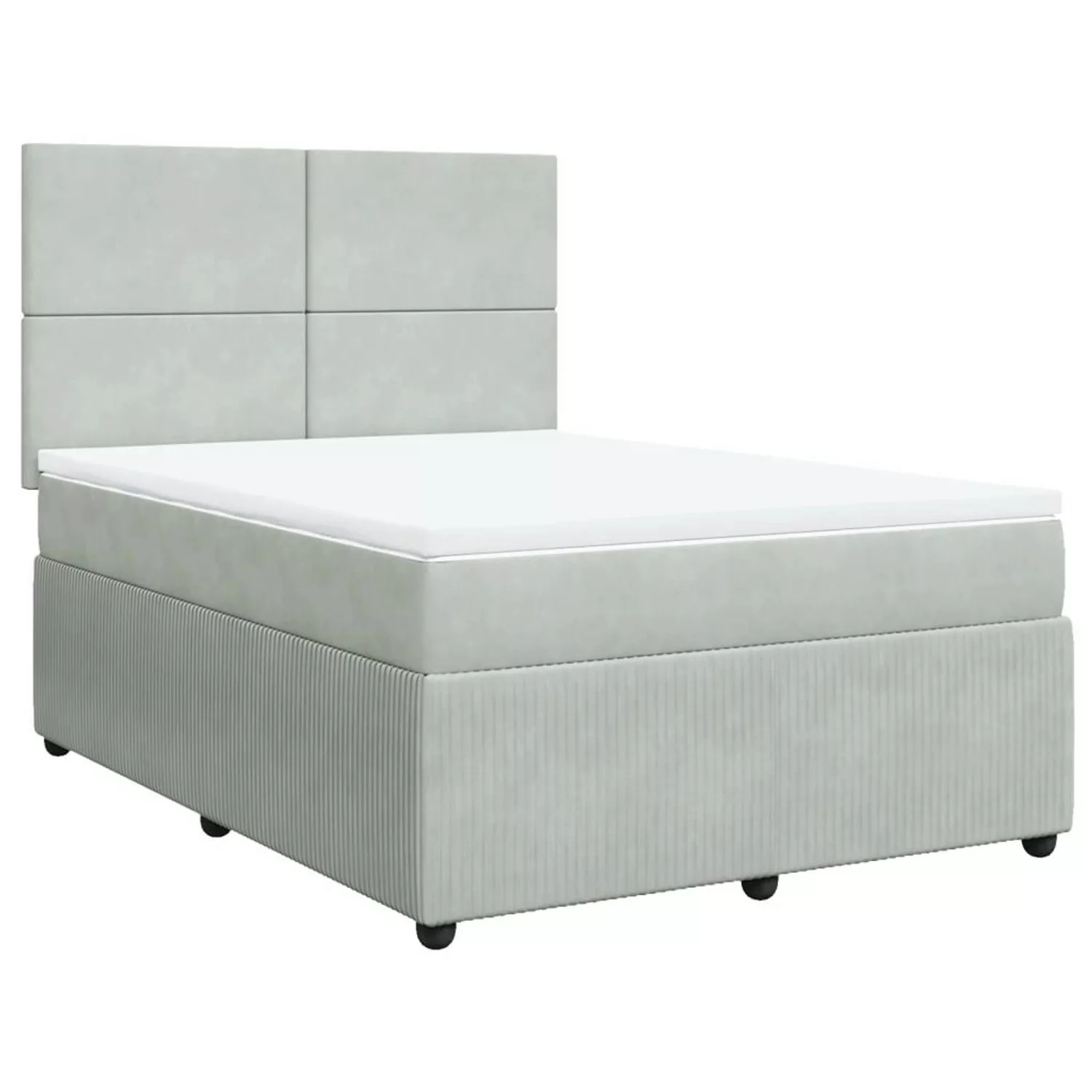 vidaXL Boxspringbett, Boxspringbett mit Matratze Hellgrau 160x200 cm Samt günstig online kaufen