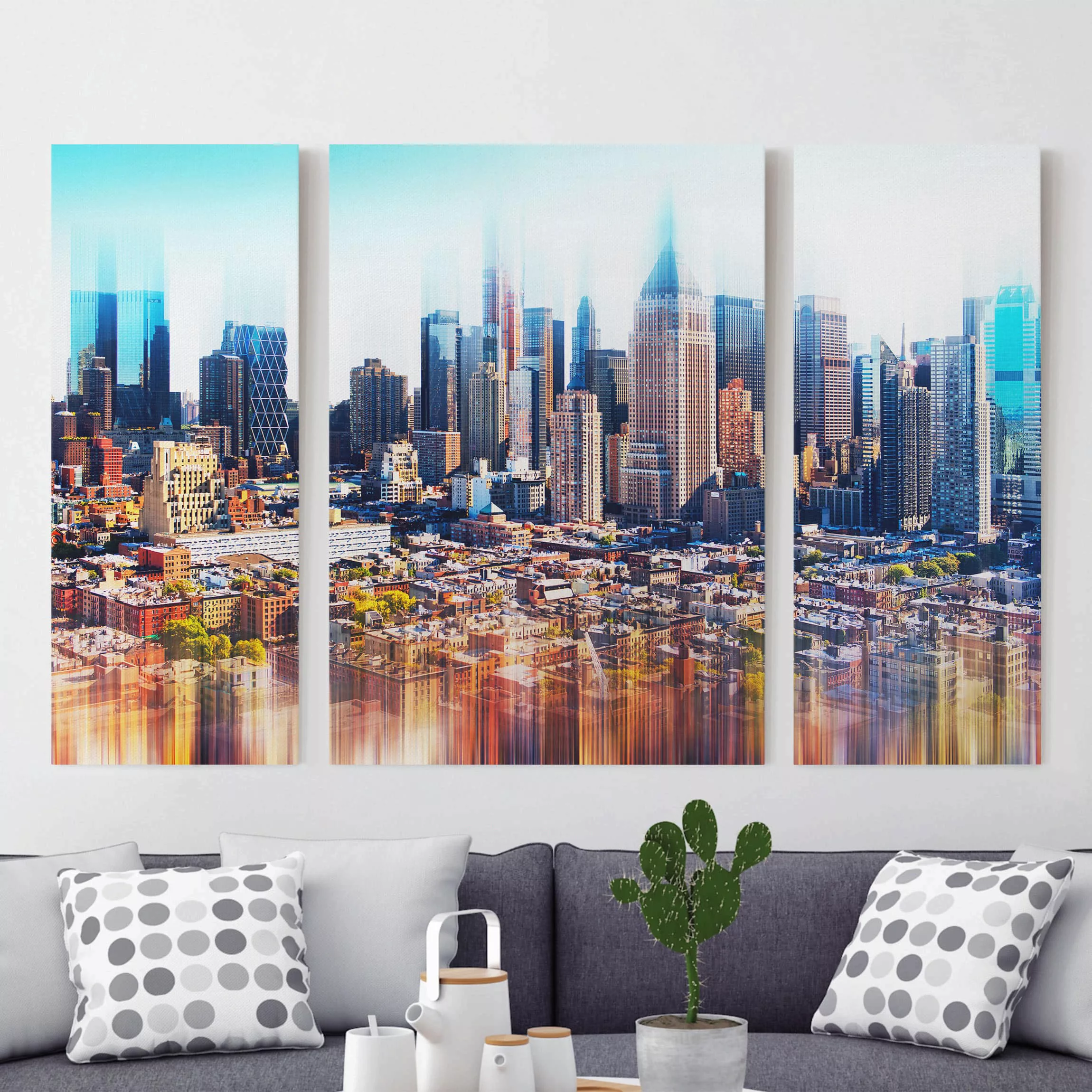 3-teiliges Leinwandbild Architektur & Skyline - Querformat Manhattan Skylin günstig online kaufen