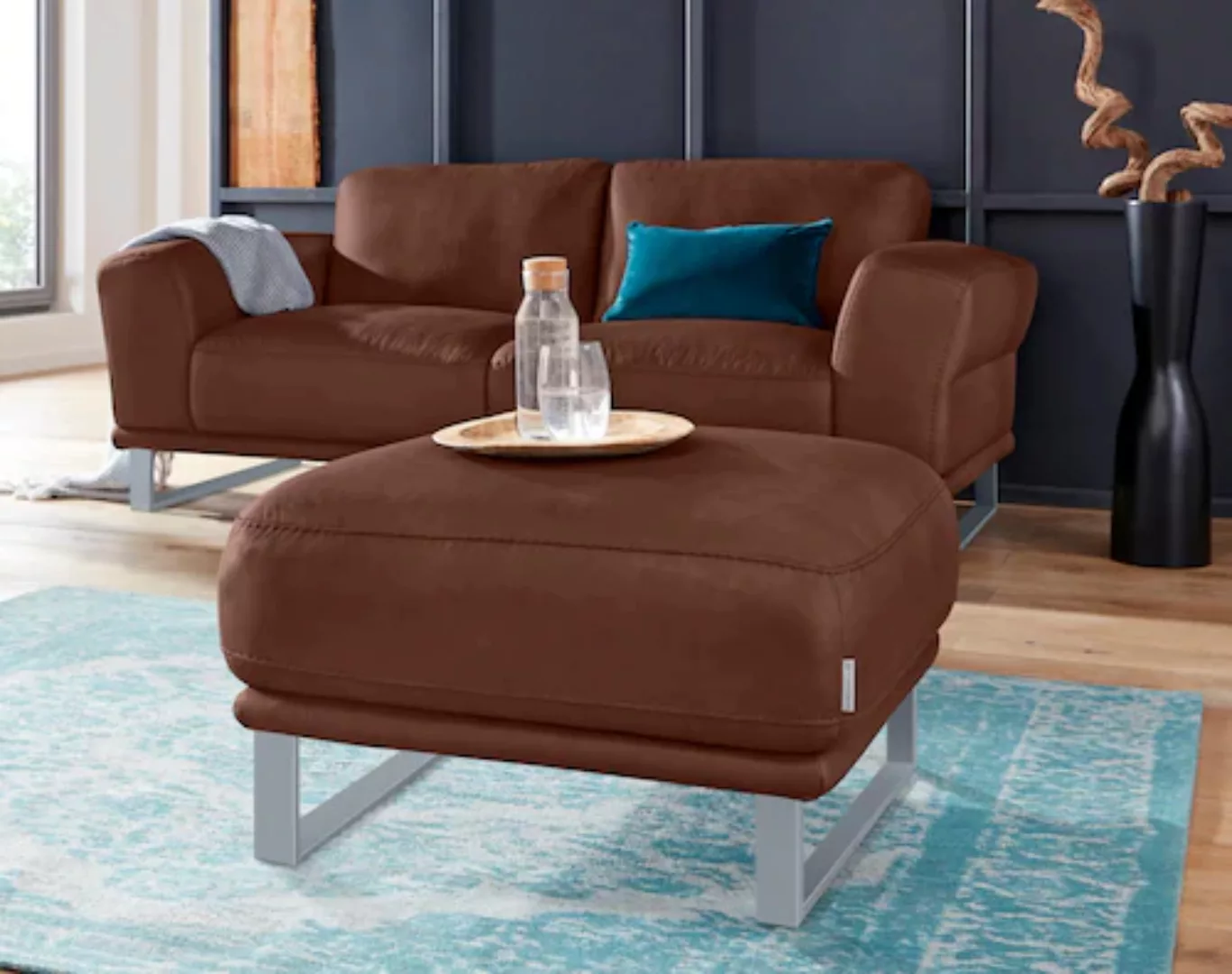 W.SCHILLIG Hocker "montanaa", mit Metallkufen in Silber matt, Breite 71 cm günstig online kaufen