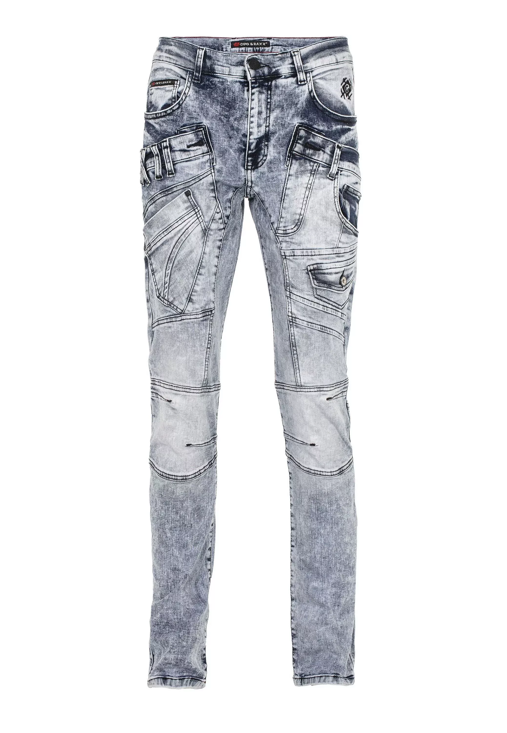 Cipo & Baxx Regular-fit-Jeans "DENIM", bequeme Jeans mit coolen Ziernahtele günstig online kaufen