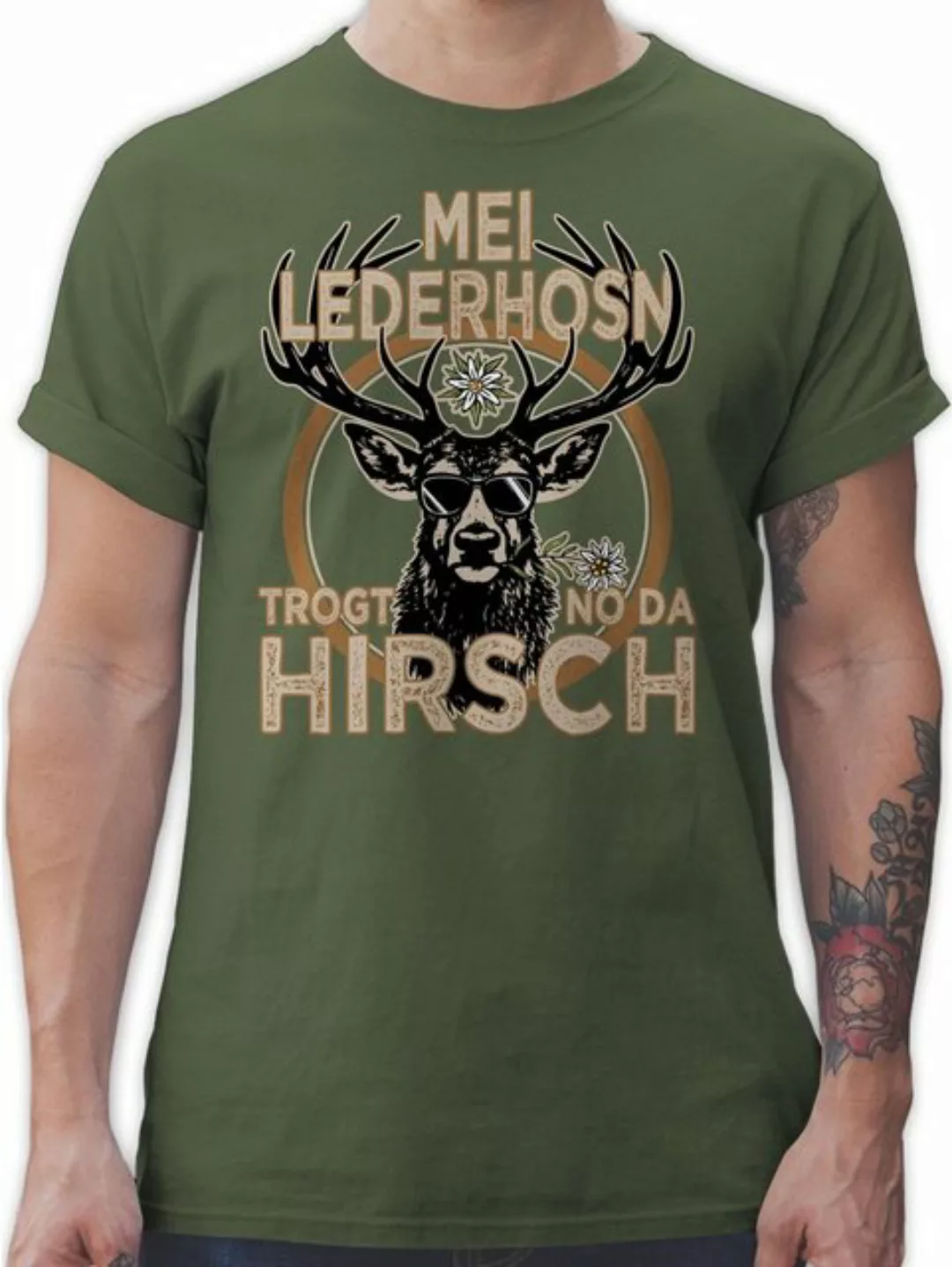 Shirtracer T-Shirt Trachten Outfit Lederhose Spruch Trägt der Hirsch Mode f günstig online kaufen