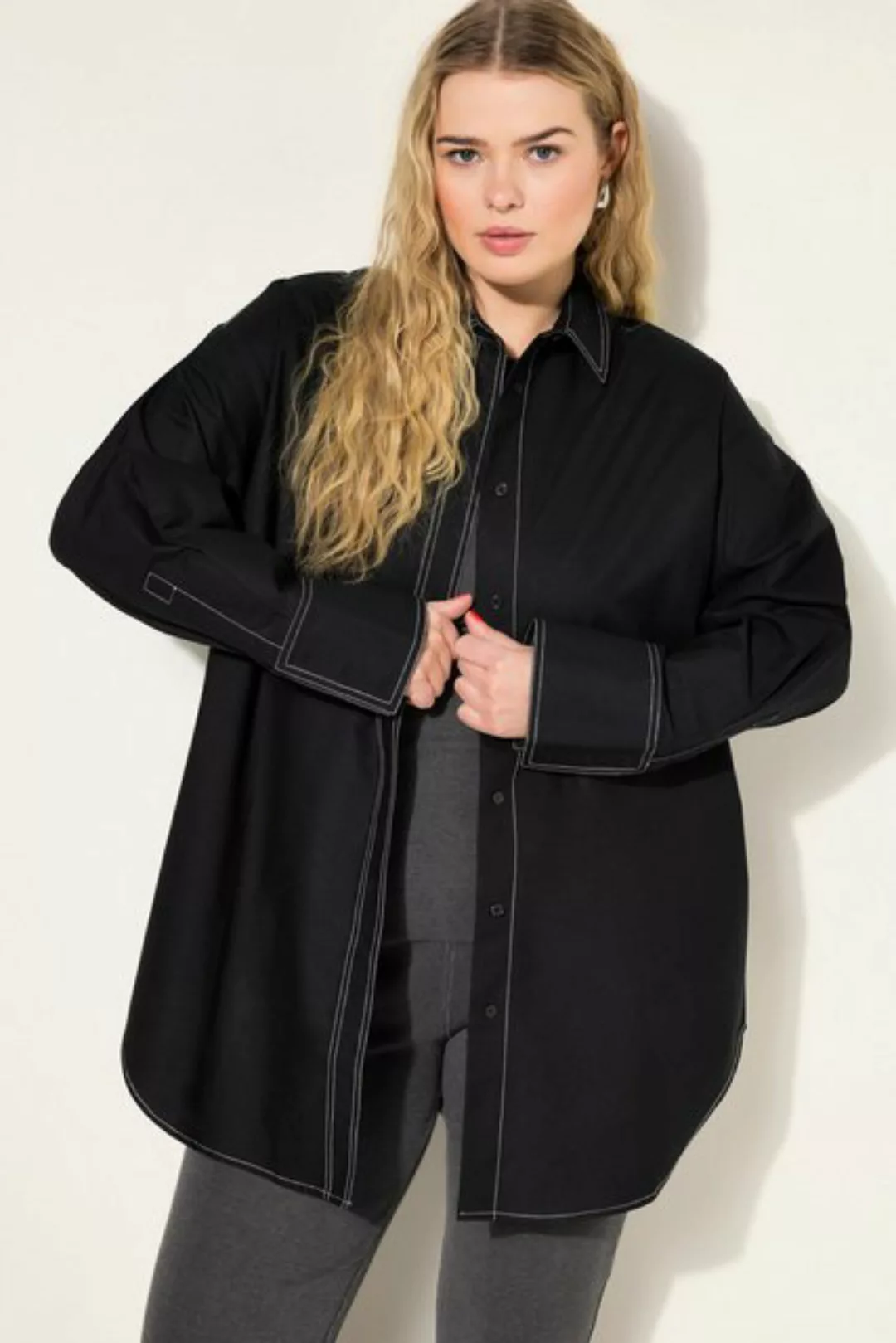 Studio Untold Hemdbluse Bluse oversized helle Ziernähte günstig online kaufen