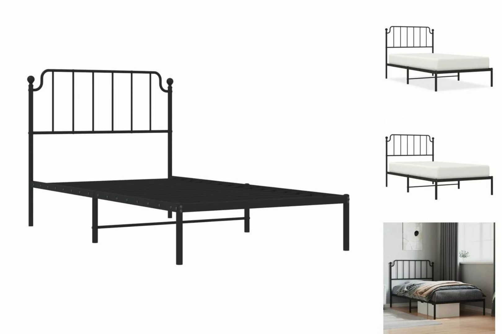 vidaXL Bettgestell Bettgestell mit Kopfteil Metall Schwarz 100x190 cm Bett günstig online kaufen