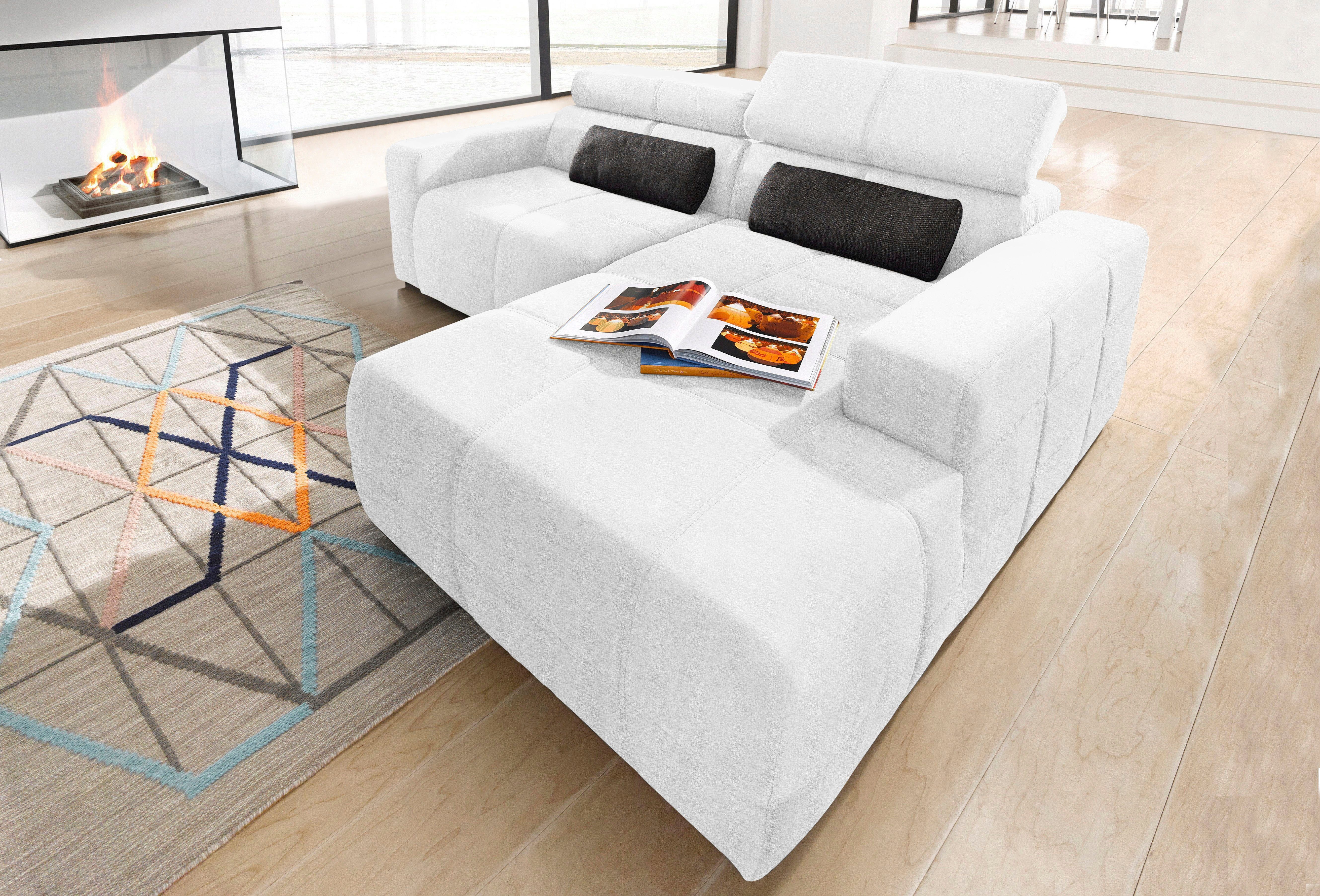 DOMO collection Ecksofa "Brandon, inkl. Kopfteilverstellung, B/T/H: 214/100 günstig online kaufen