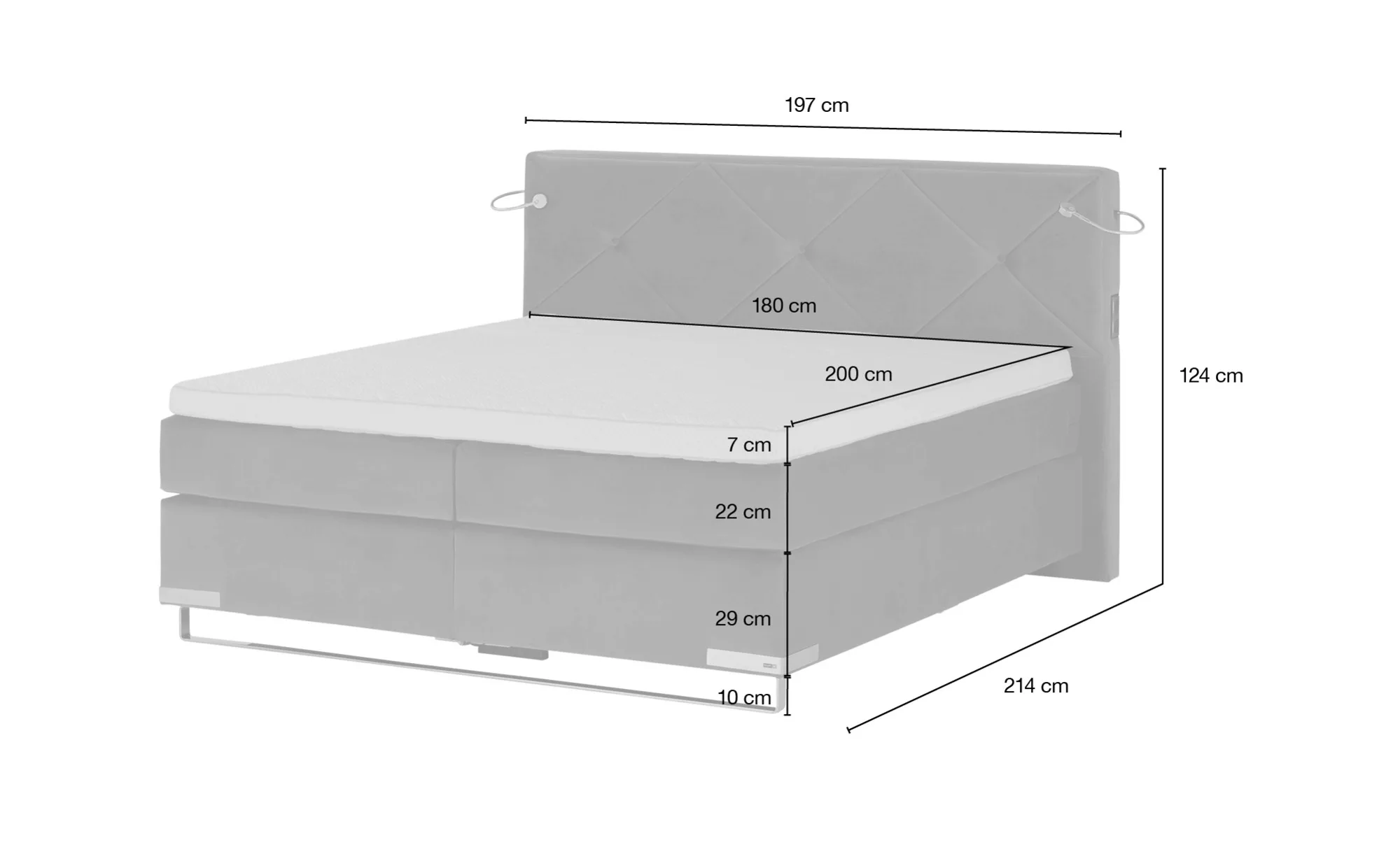 Gallery M Boxspringbett Premiumversion Dubai ¦ creme ¦ Maße (cm): B: 197 H: günstig online kaufen