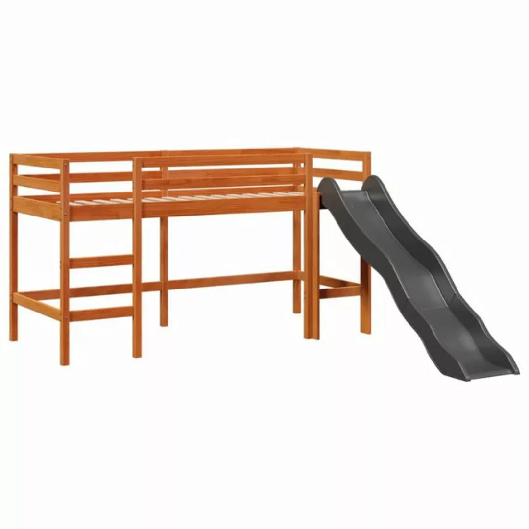 vidaXL Bett Kinderhochbett ohne Matratze Braun 90x190 cm Massivholz Kiefer günstig online kaufen