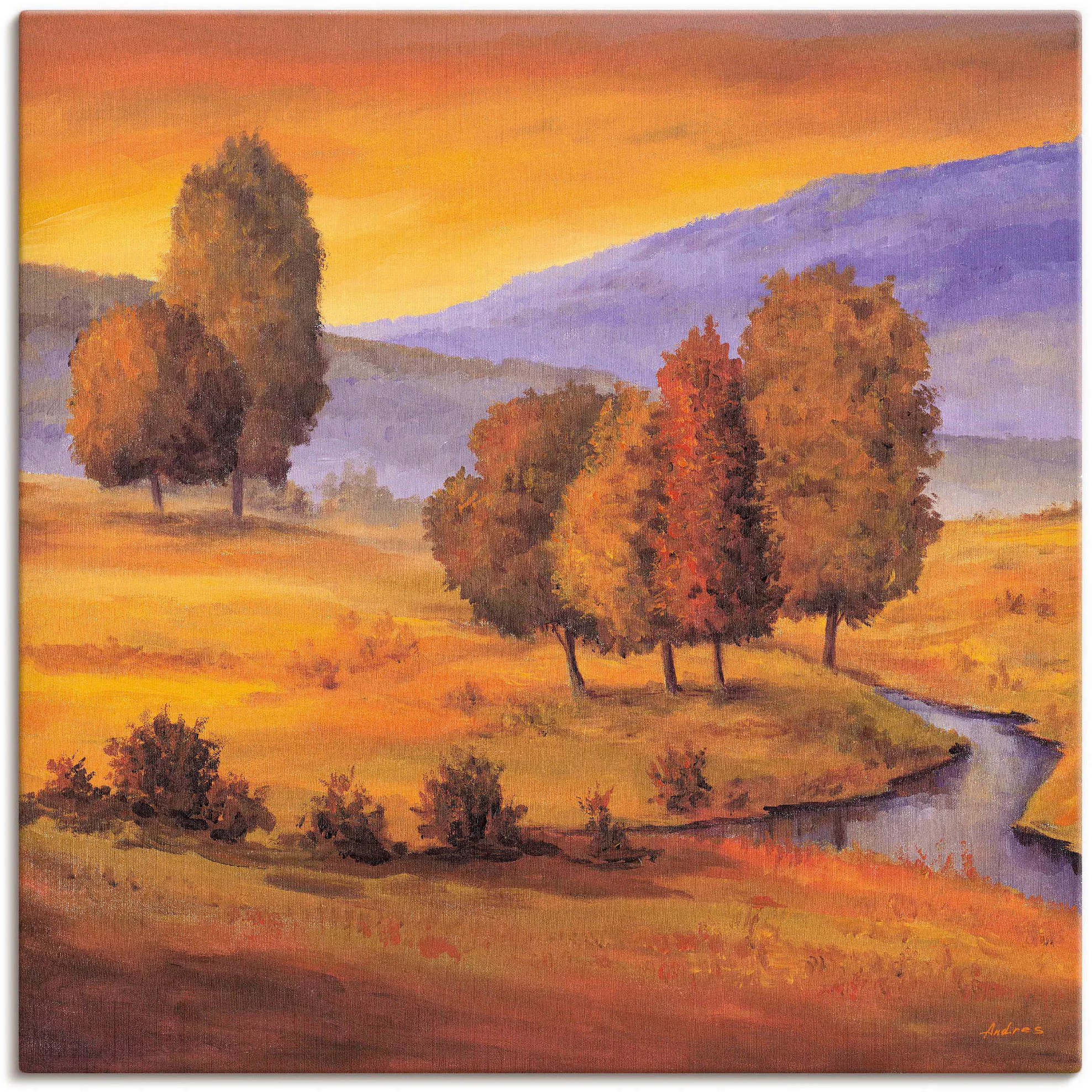 Artland Leinwandbild "Sonnige Landschaft II", Felder, (1 St.), auf Keilrahm günstig online kaufen