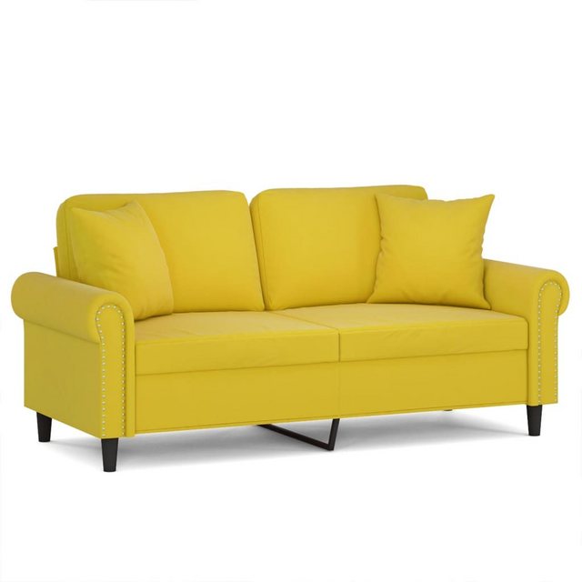 vidaXL Sofa, 2-Sitzer-Sofa mit Zierkissen Gelb 140 cm Samt günstig online kaufen