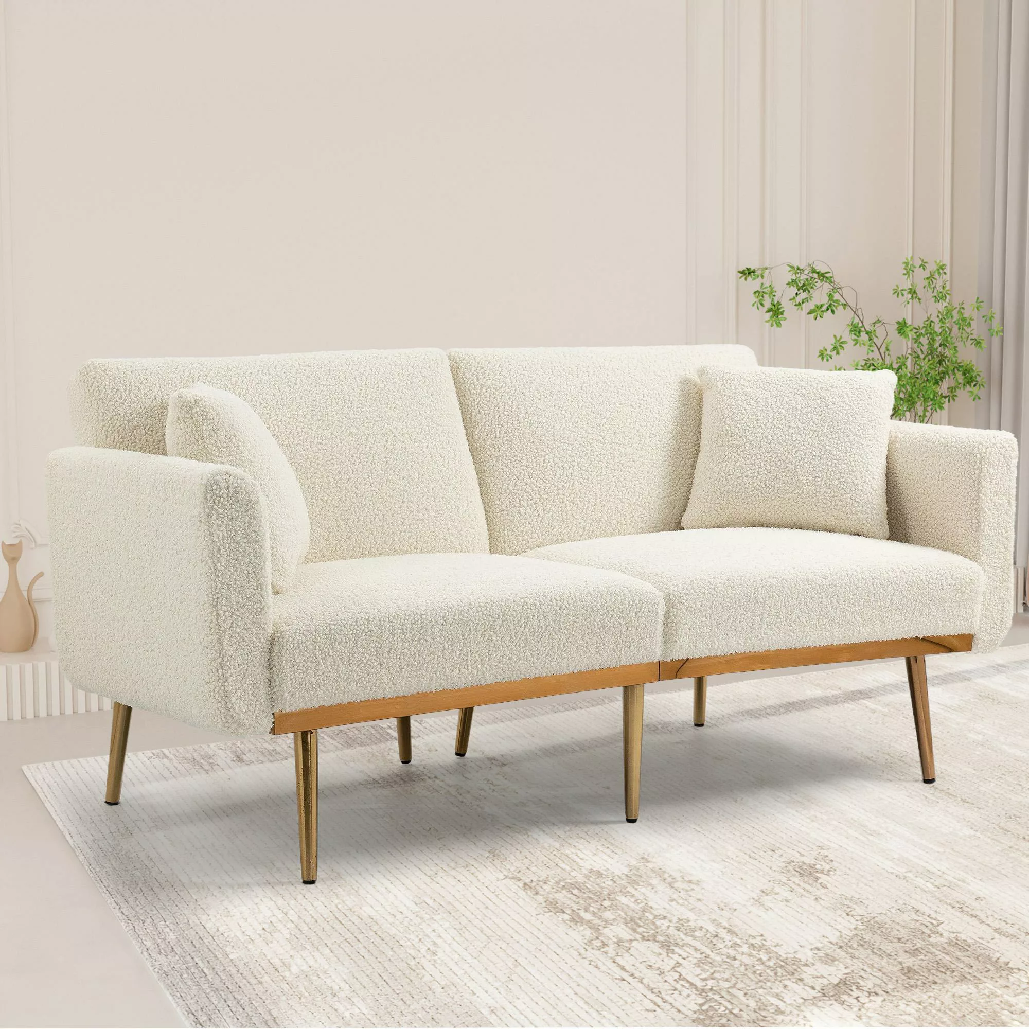 3-Sitzer-Teddy-Sofa, verstellbares Schlafsofa, bequem zum Sitzen oder Schla günstig online kaufen