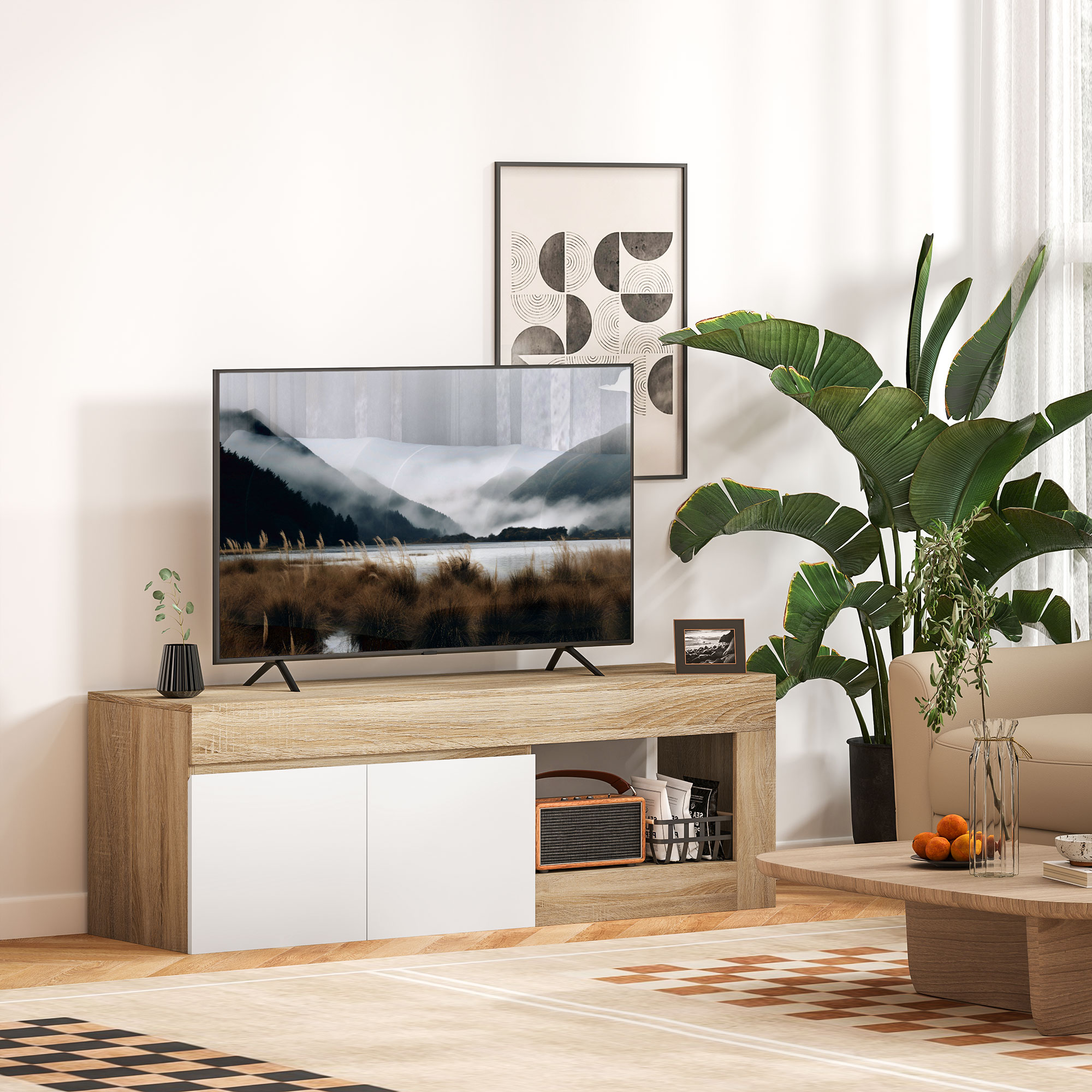 HOMCOM TV-Möbel Fernsehmöbel Holz TV-Bank für Fernseher bis zu 60 Zoll mit günstig online kaufen