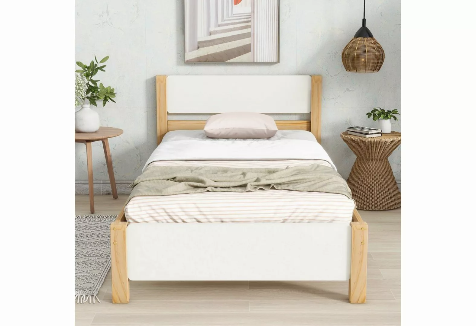 OKWISH Holzbett Einzelbett, Jugendbett, Gästebetten Funktionsbetten (90x200 günstig online kaufen