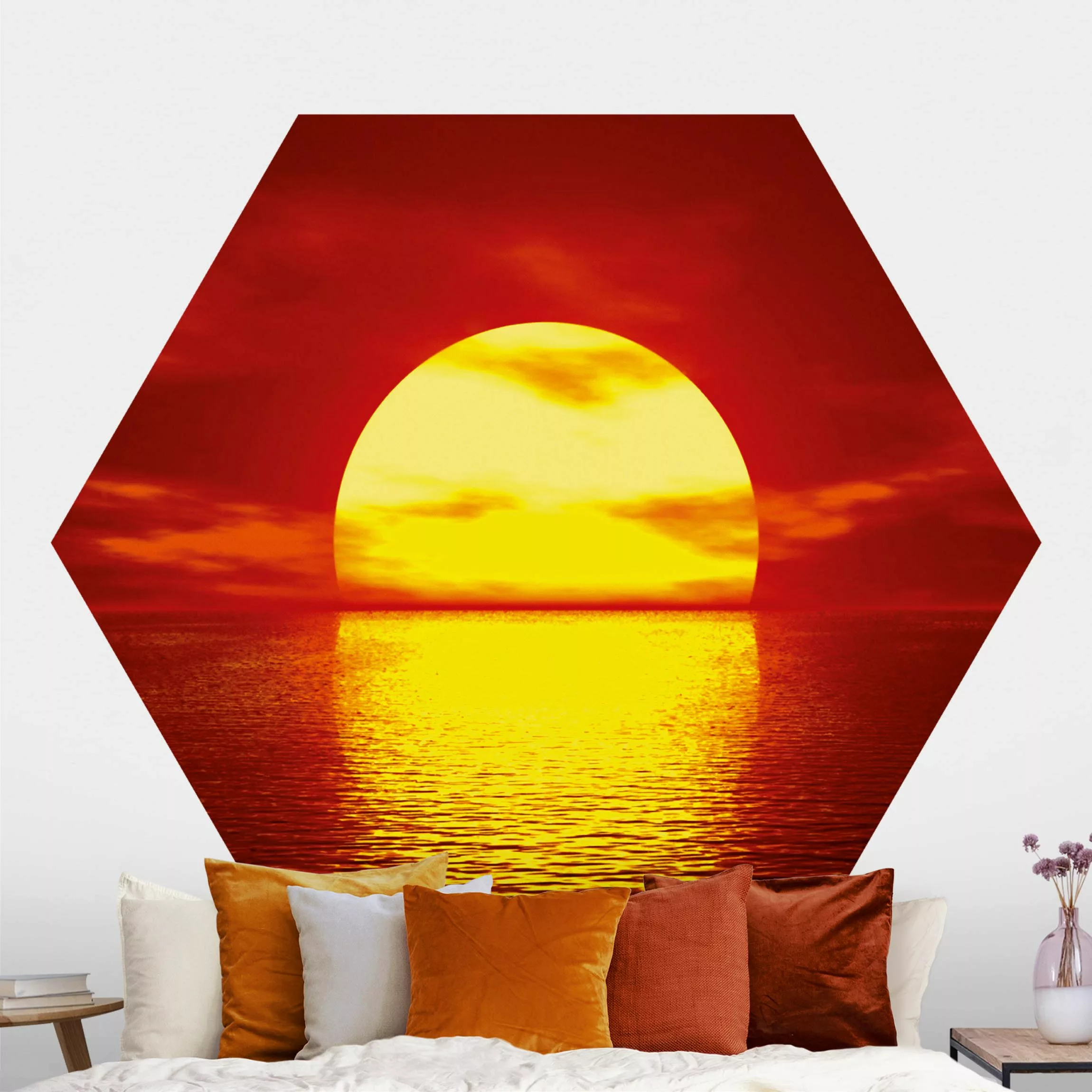 Hexagon Fototapete selbstklebend Fantastic Sunset günstig online kaufen