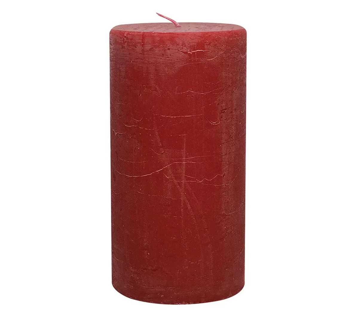 Rustic Stumpenkerze Premium Kerze Rot 10x20cm - 120 Stunden Brenndauer günstig online kaufen