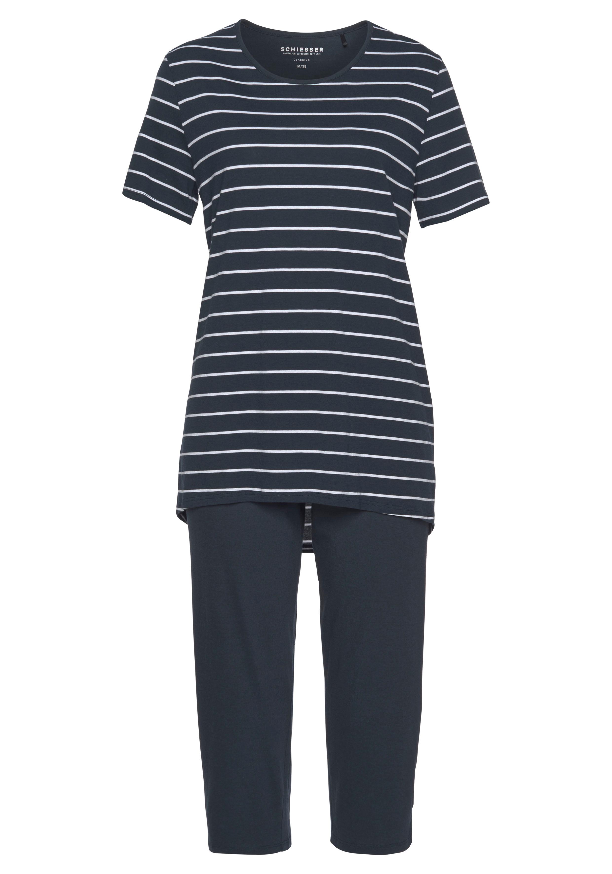 Schiesser Capri-Pyjama, (2 tlg., 1 Stück), mit klassischem Streifenmuster günstig online kaufen