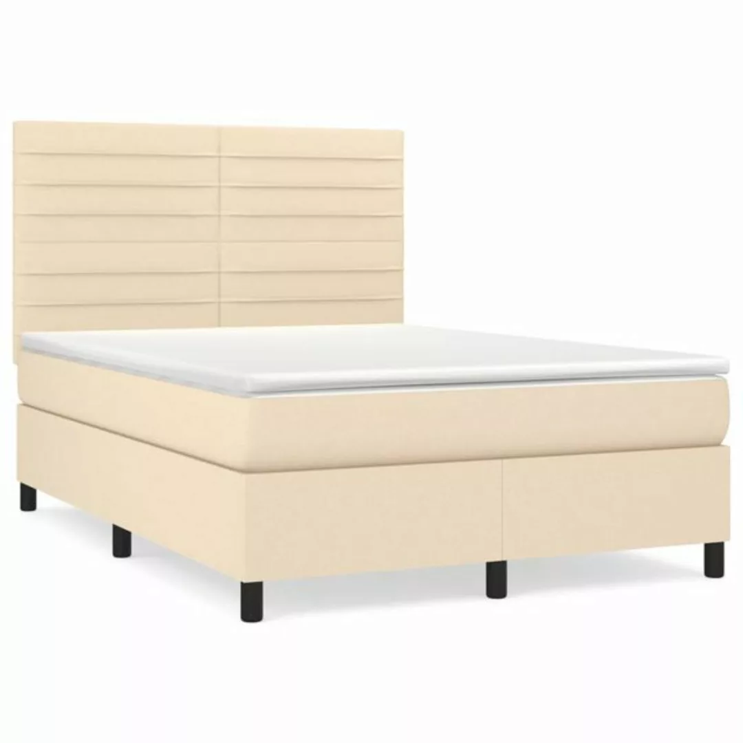 vidaXL Boxspringbett Boxspringbett mit Matratze Creme 140x200 cm Stoff Bett günstig online kaufen