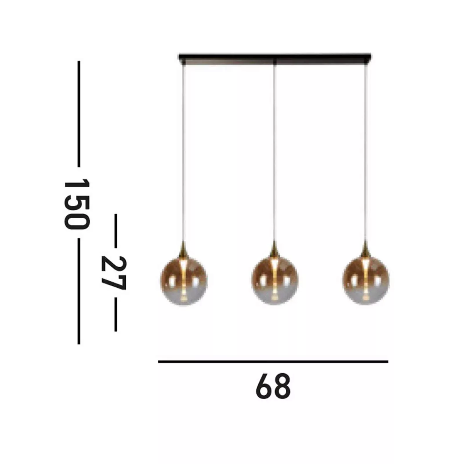 LED-Hängeleuchte Alchemy, 3-fl., schwarz, bernstein, Glas günstig online kaufen