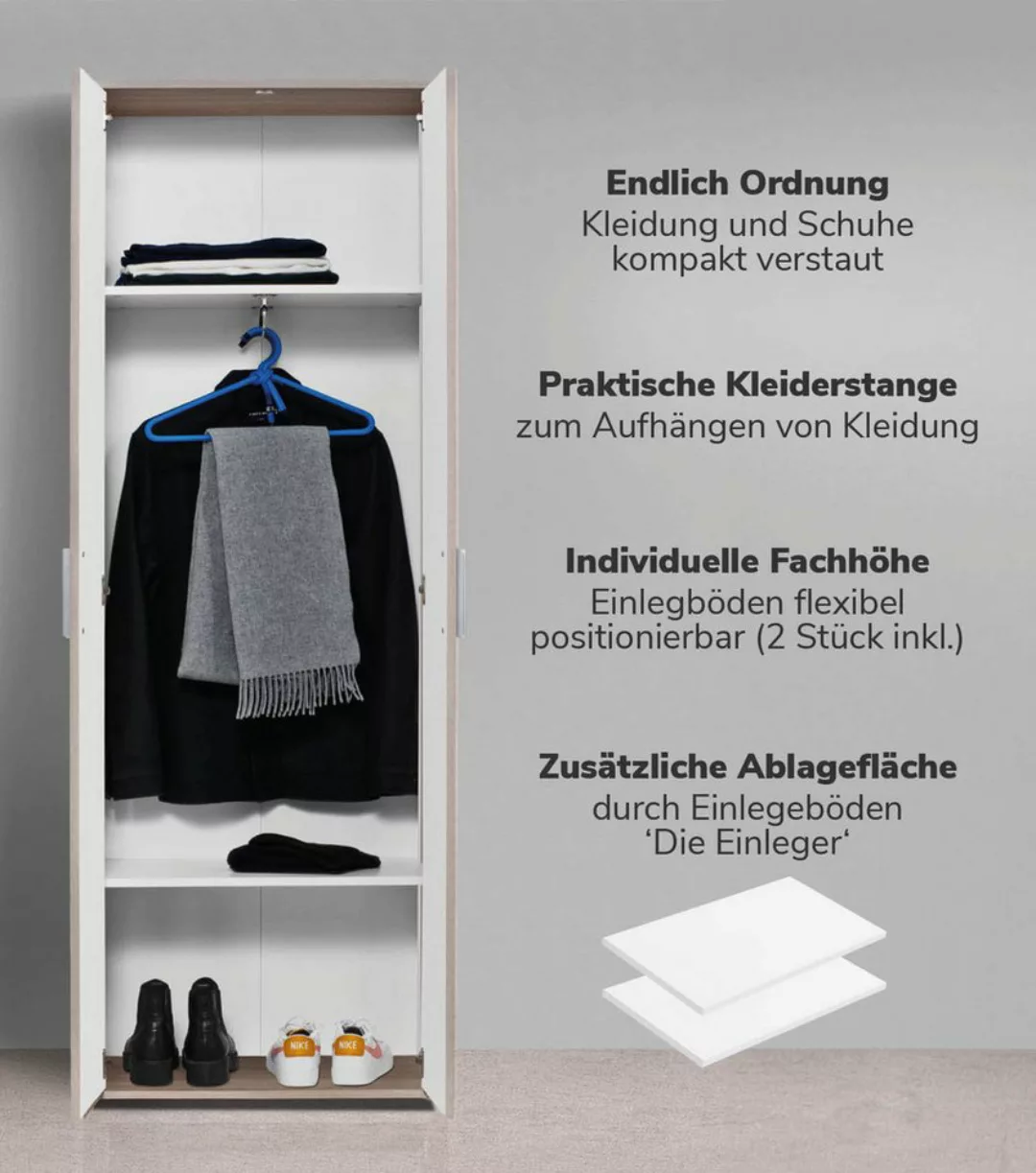 mokebo Mehrzweckschrank Der Lange (mit Kleiderstange) in Braun, auch als Ga günstig online kaufen