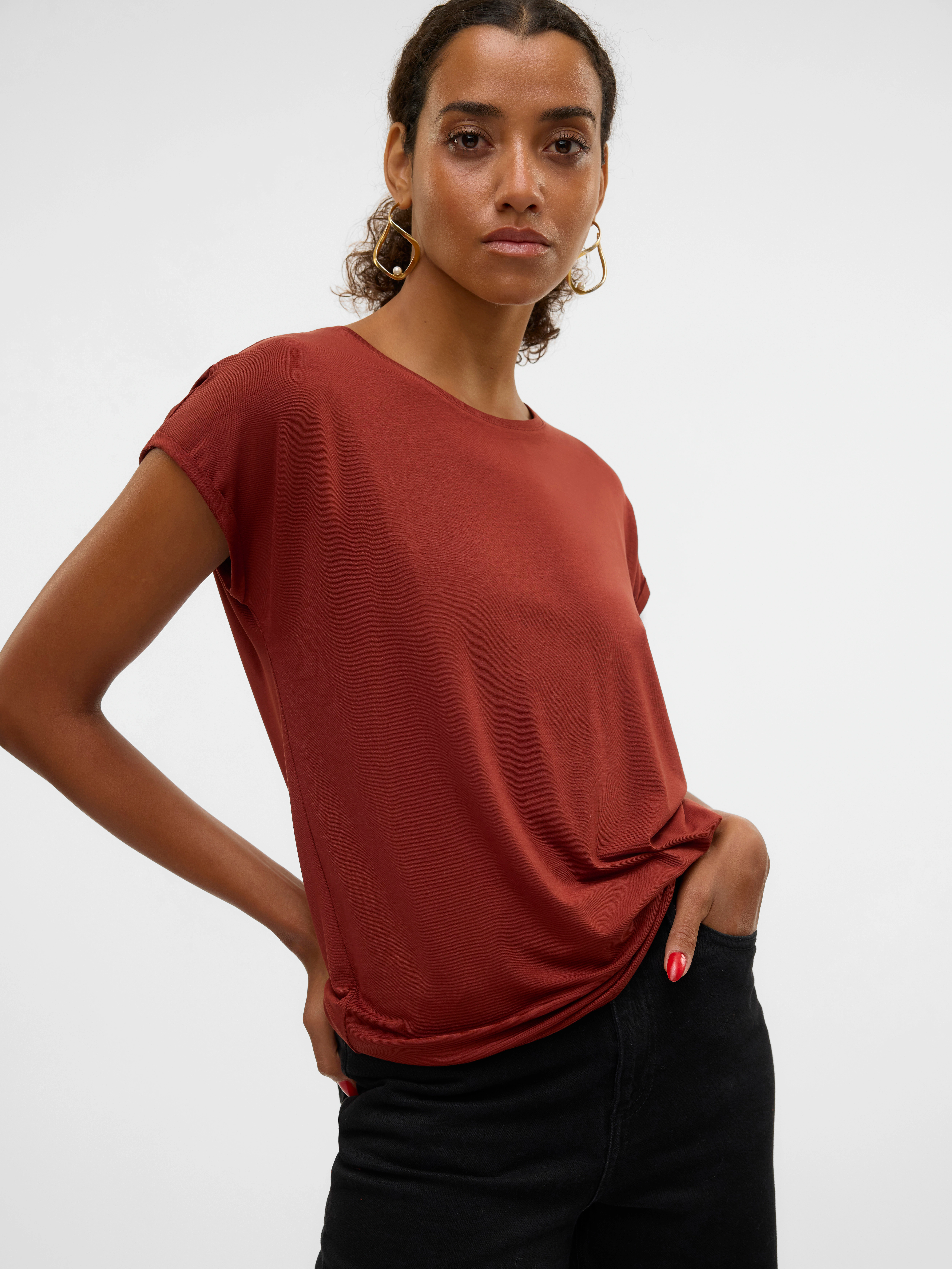 Vero Moda Rundhalsshirt VMAVA PLAIN SS TOP GAJRS NOOS günstig online kaufen